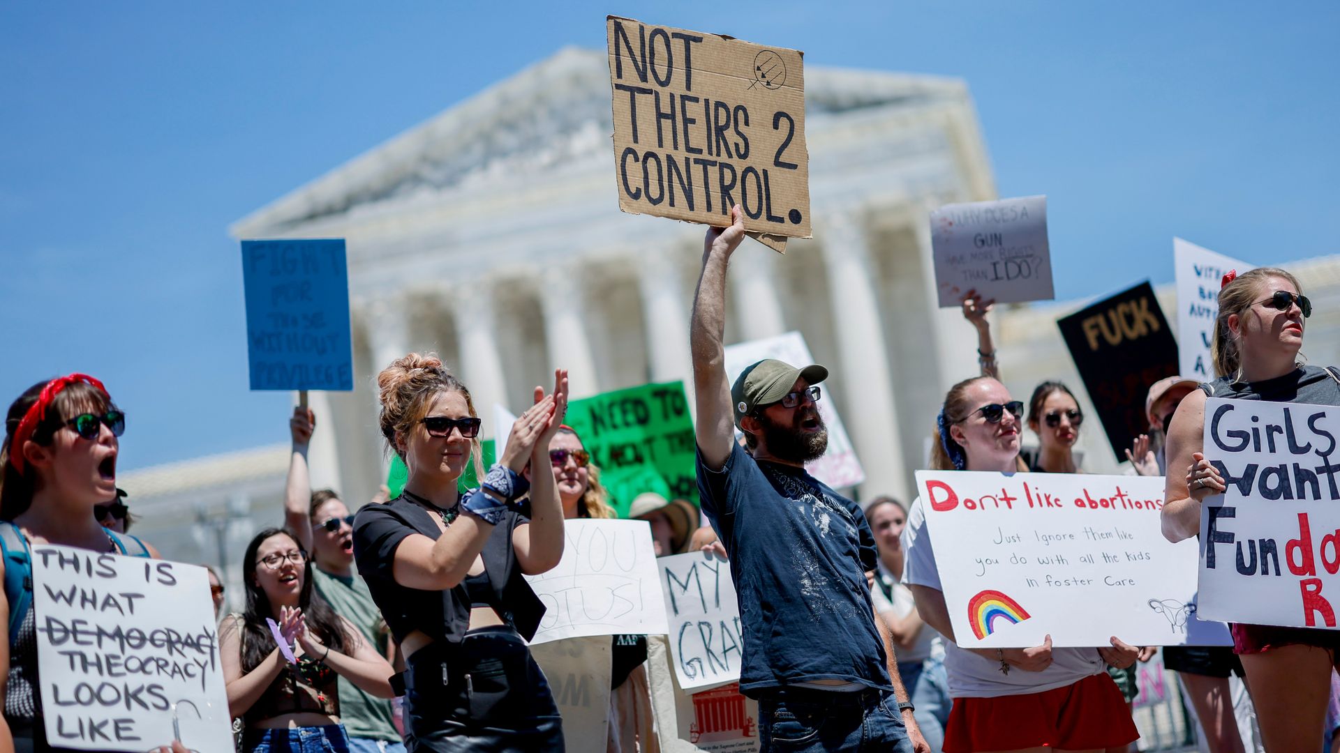 Picture of abortion rights supporters in front of the Supreme Court