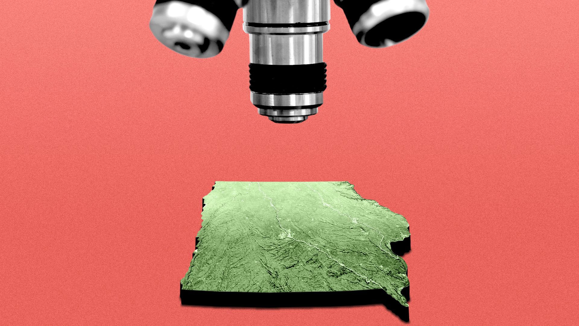 Illustration of a microscope over the state of Iowa.
