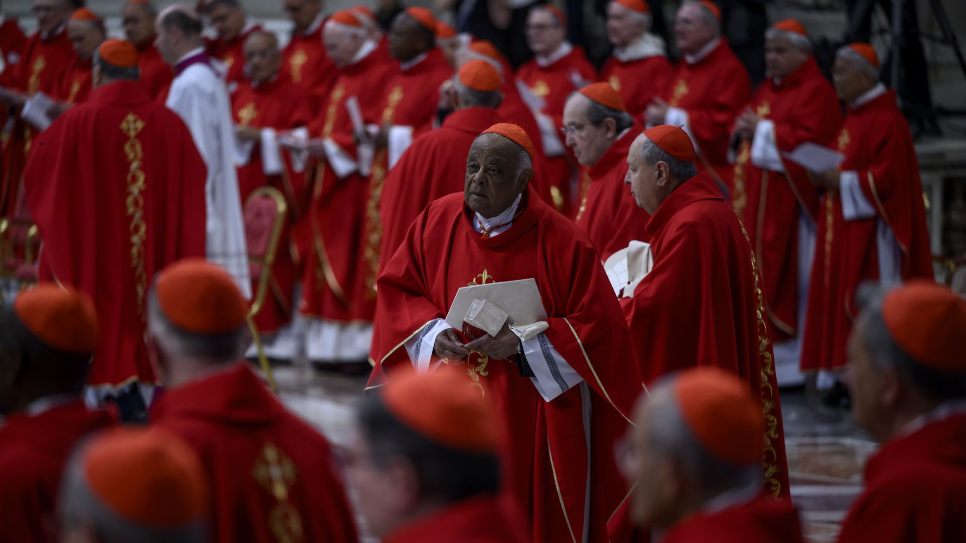 Cardinal Wilton Daniel Gregory attends the fifth Novemdiales mass held for the late Pope Francis in St. Peters Basilica, on April 30, 2025 in Rome, Italy. (Photo by Antonio Masiello/Getty Images)