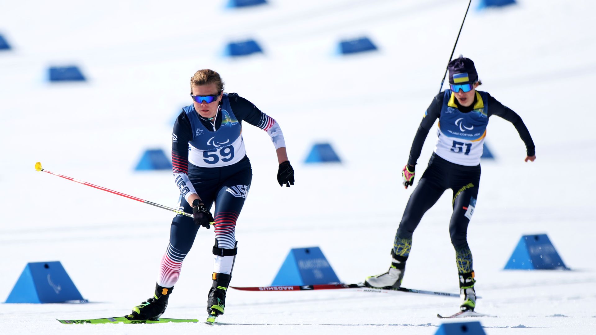 Sydney Peterson of Utah races in the Women's Para Biathlon Sprint Pursuit at the Milano Cortina 2026 Winter Paralympic Games Friday in Val di Fiemme, Italy. Photo: Alex Grimm/Getty Images