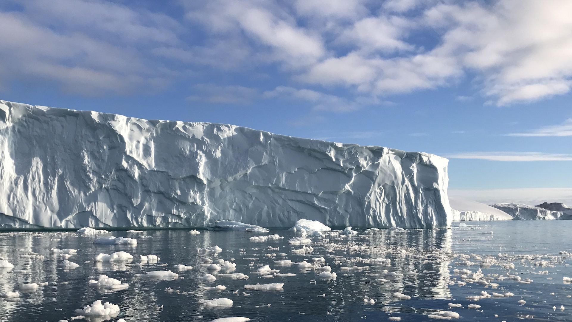 Iceberg that broke off Jakobshavn Glacier into Disko Bay, Greenland, seen in 2017.