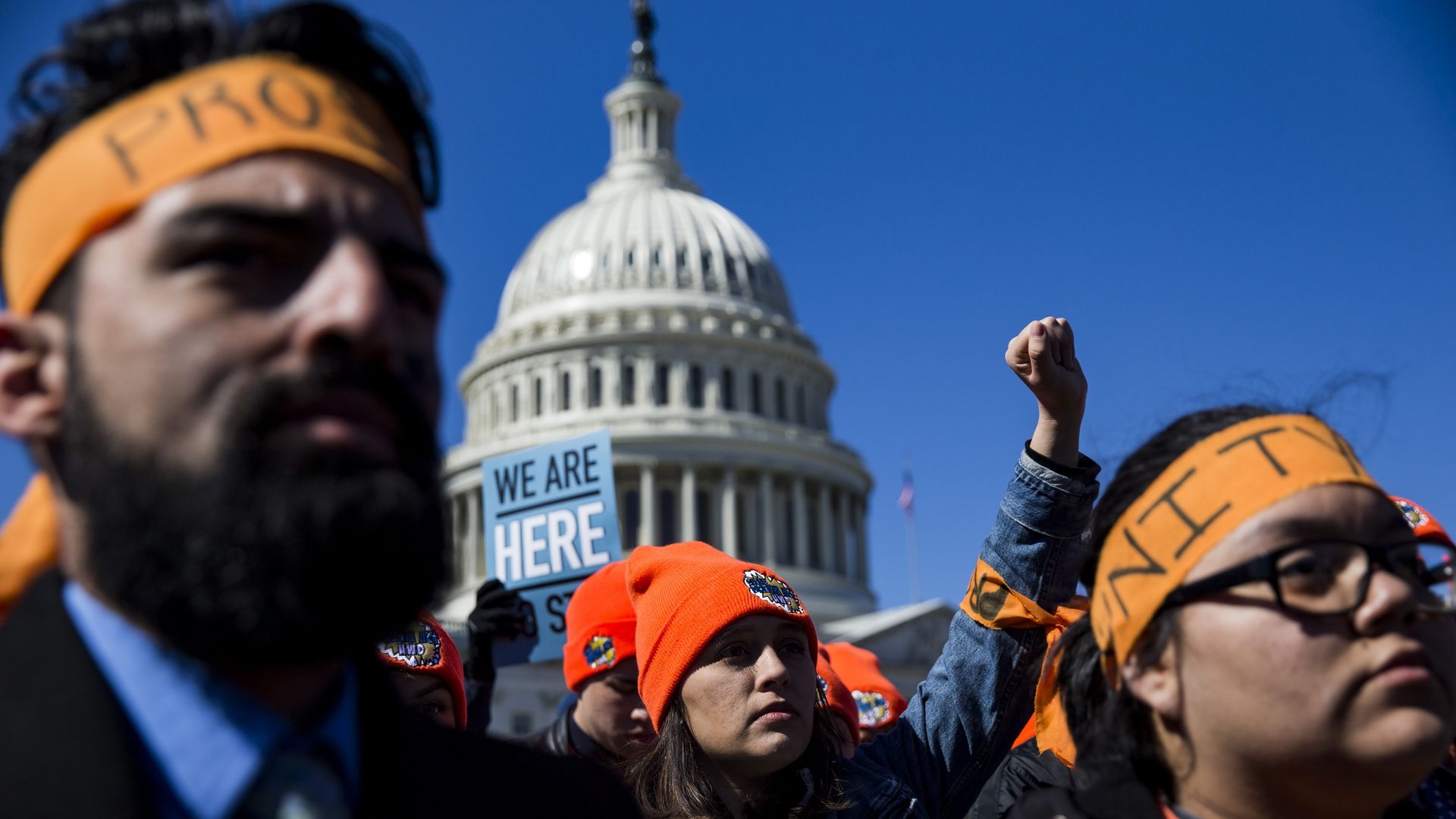 DACA protestors outside of the capitol