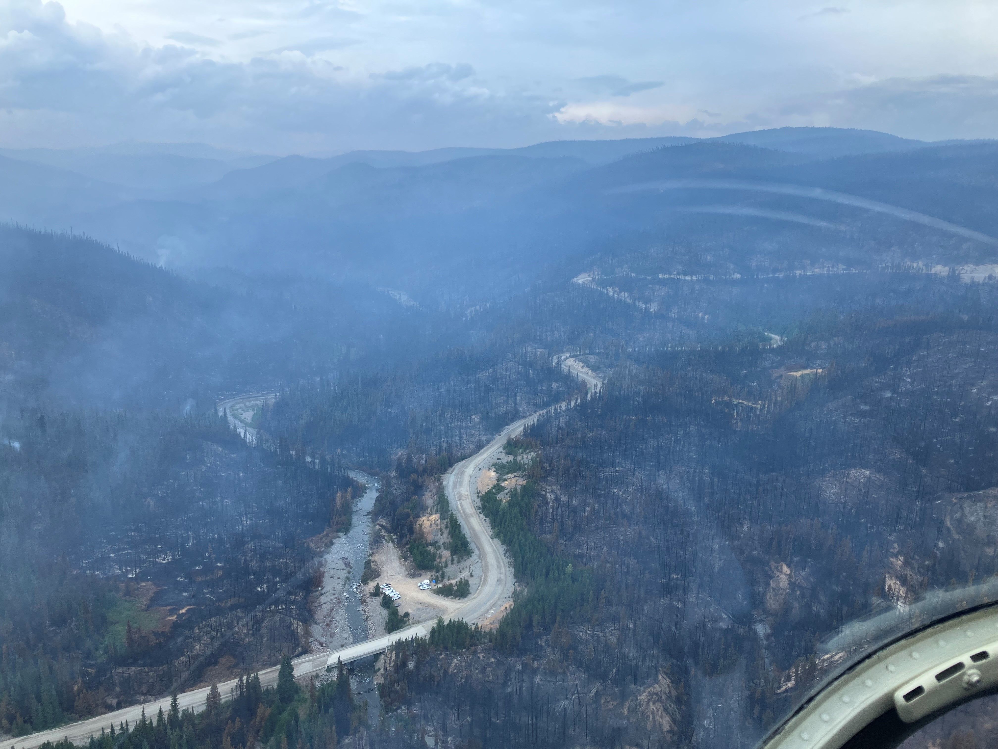 The Young Creek (VA1735) wildfire, which is located within Tweedsmuir Park and approximately 35 kilometres west of Anahim Lake near Heckman Pass, in British Columbia, Canada, on July 25.