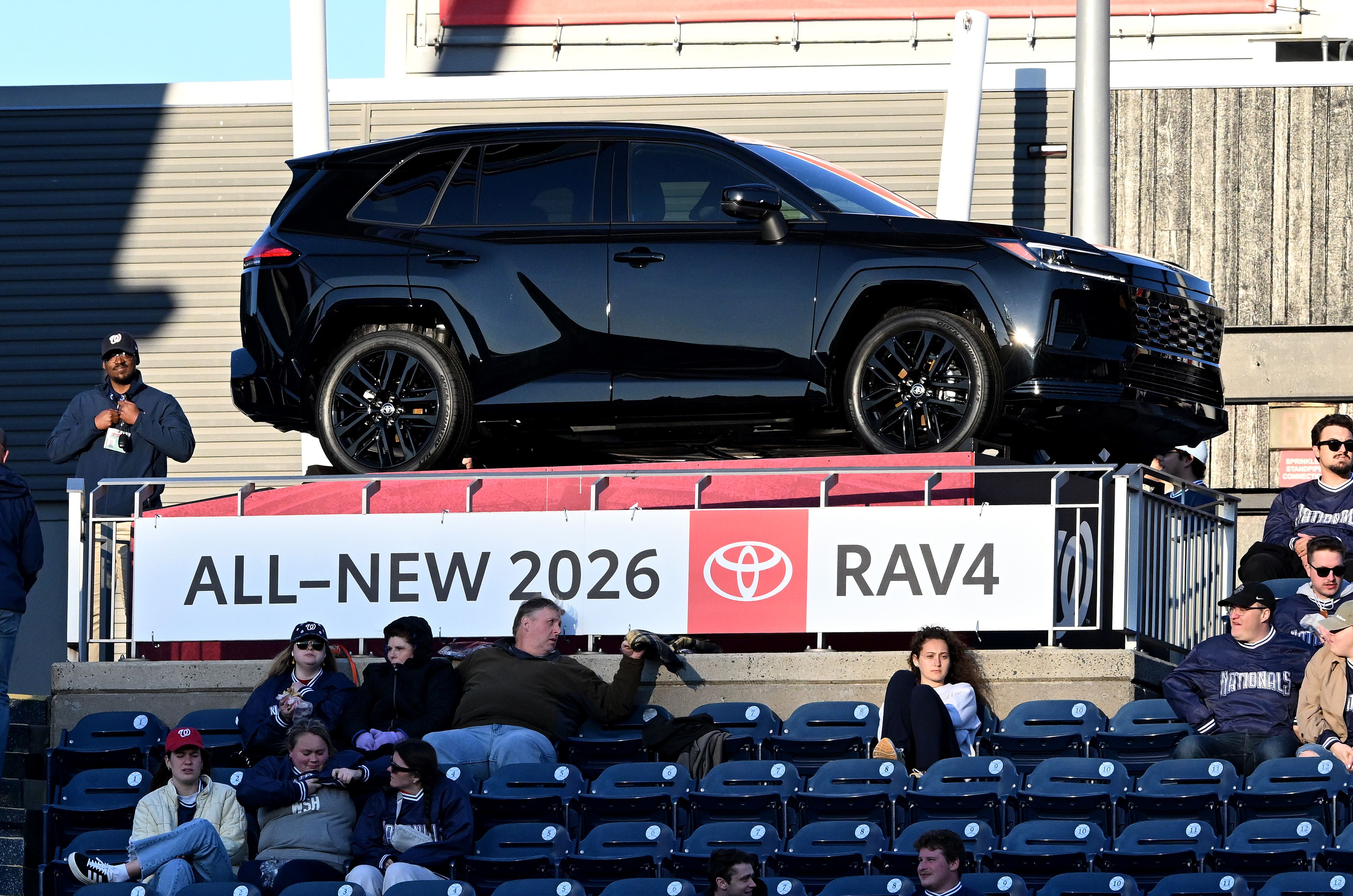 WASHINGTON, DC - APRIL 07: A view of a 2026 Toyota RAV4 during the game between the Washington Nationals and the St. Louis Cardinals at Nationals Park on April 07, 2026 in Washington, DC. (Photo by G Fiume/Getty Images)
