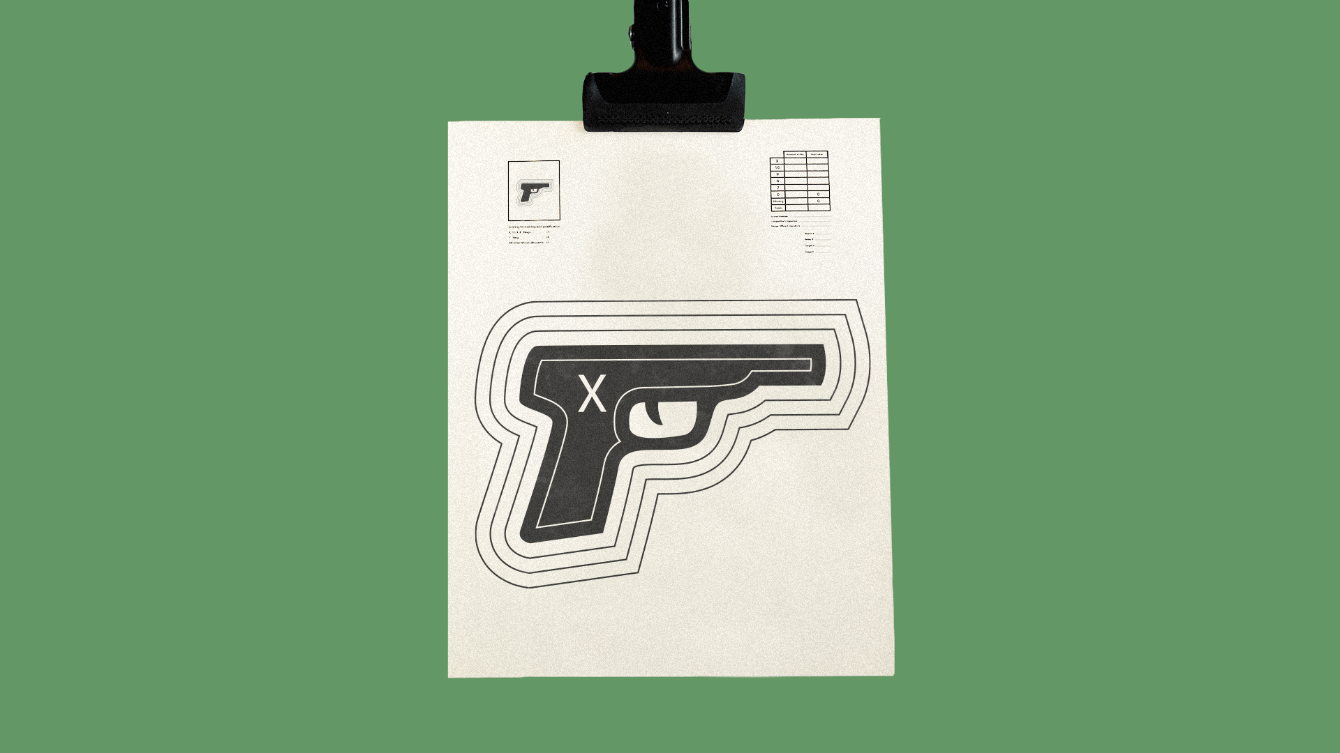 GIF of bullets on a shooting range paper with the picture of a gun
