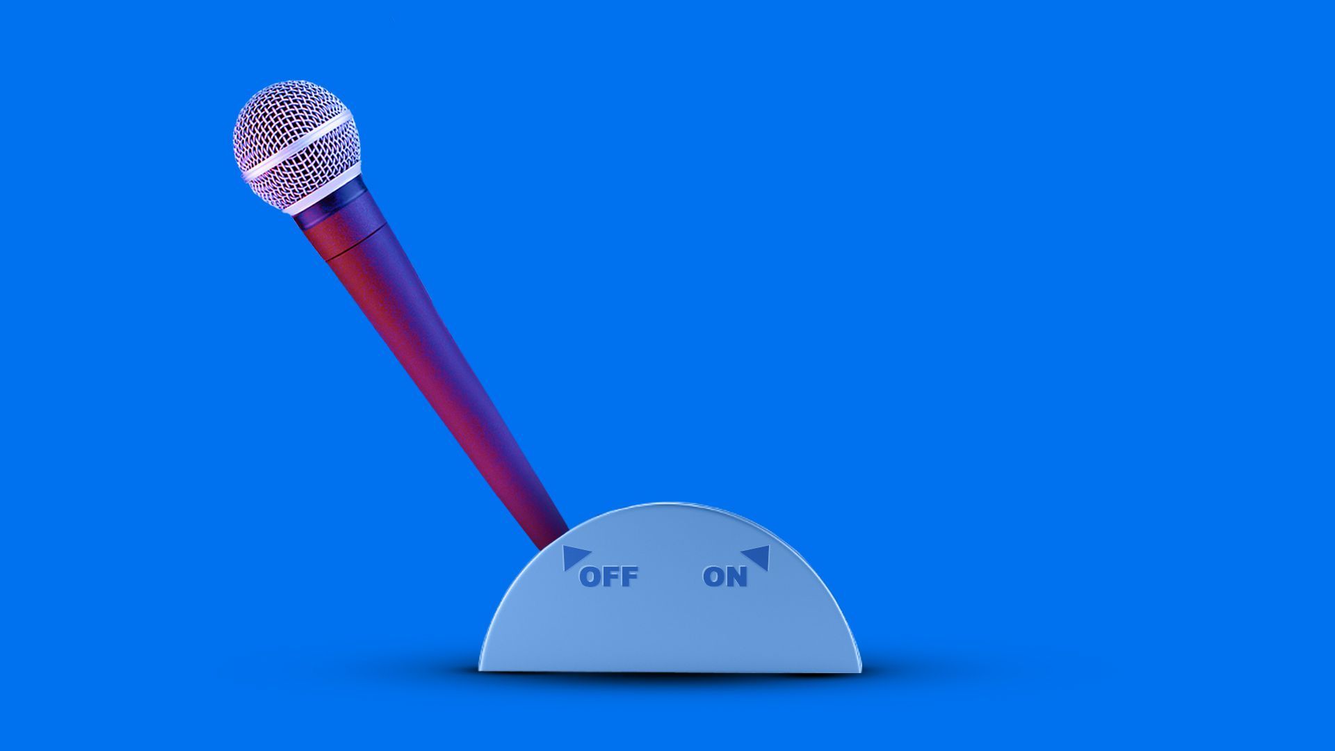 Illustration of a microphone as a lever in the OFF position