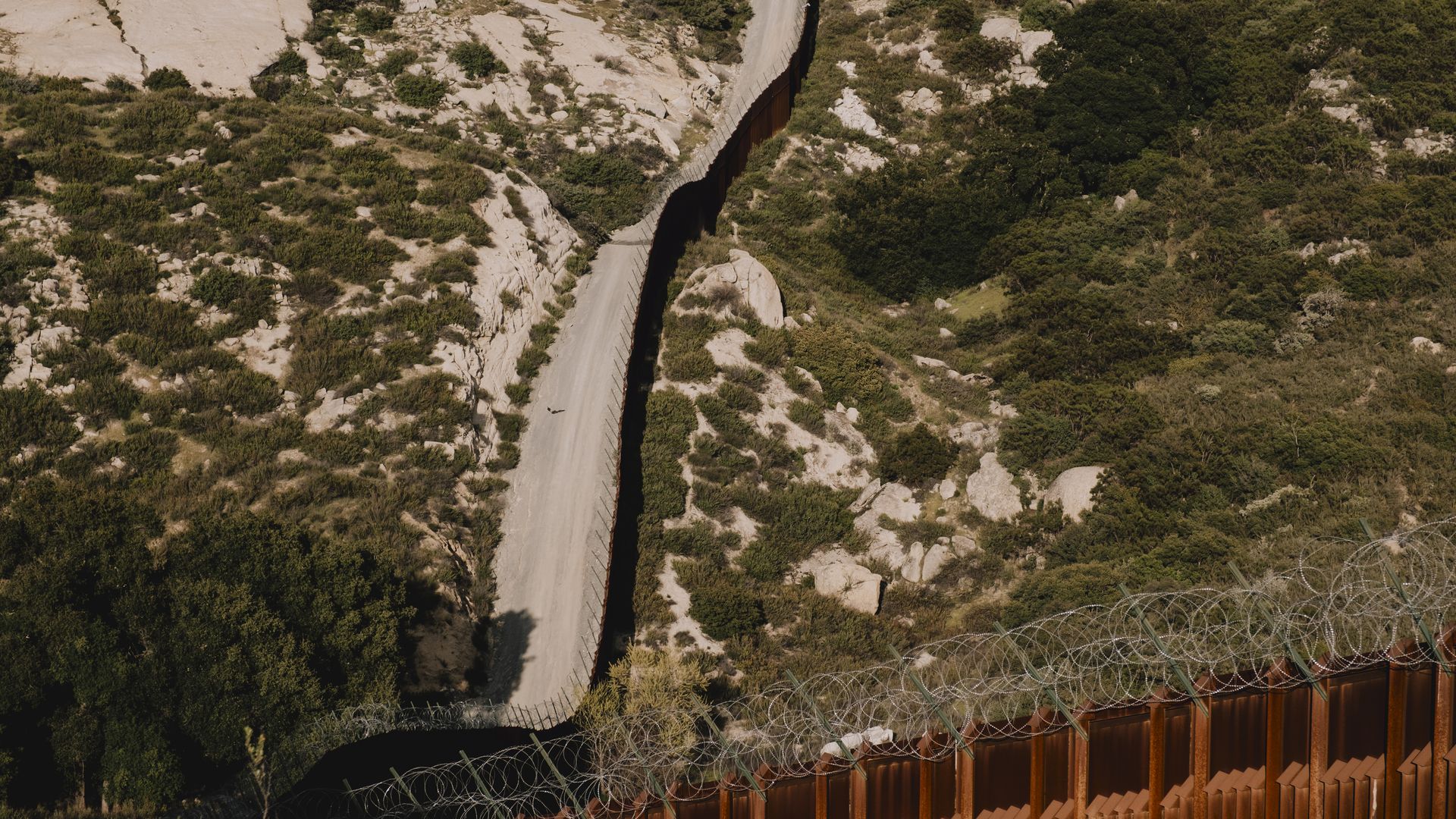 The US-Mexico border wall in Campo, California, on April 4, 2024.