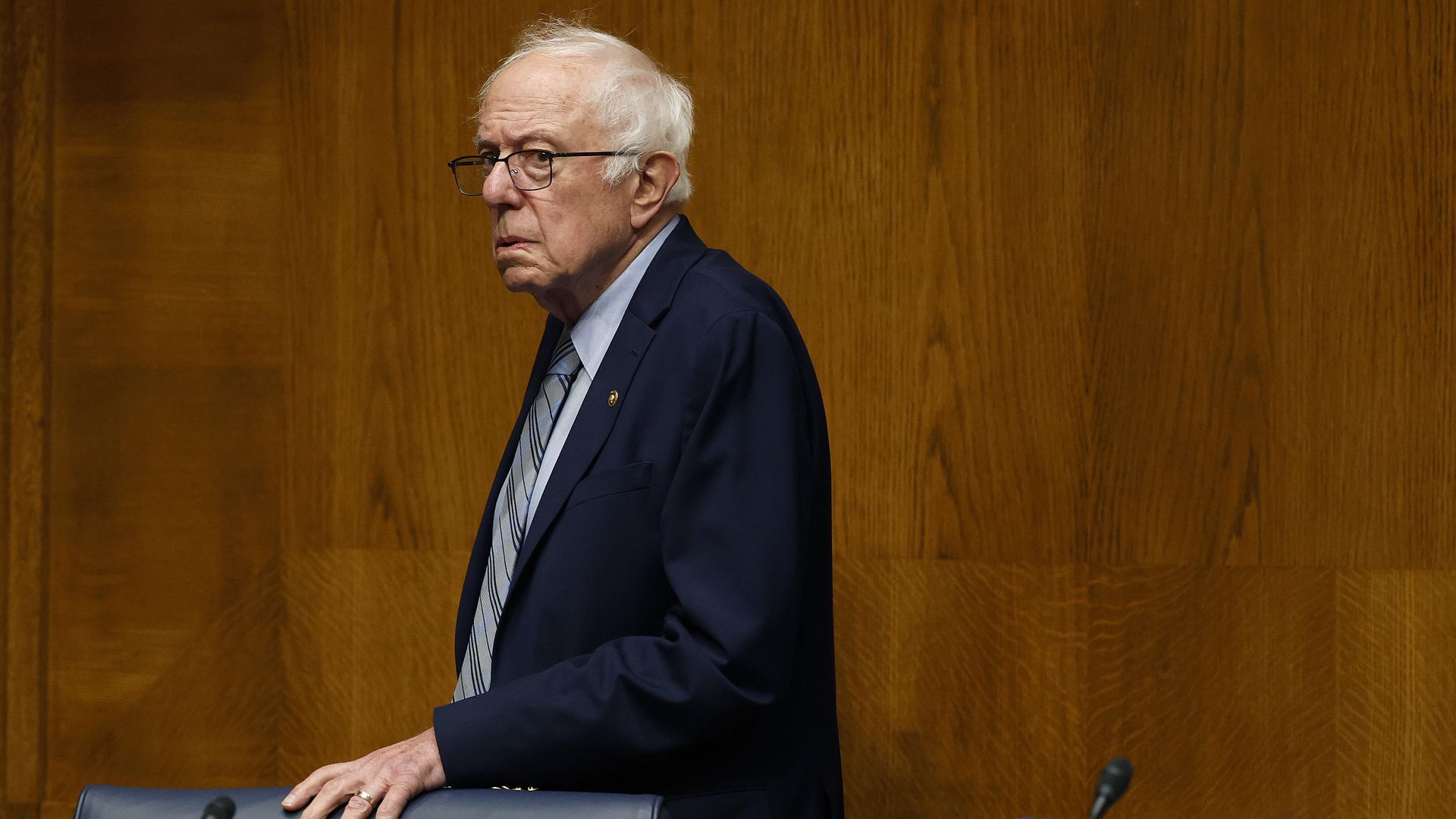 U.S. Sen. Bernie Sanders (I-VT) arrives for a Senate Committee on Health, Education, Labor, and Pensions hearing in the Dirksen Senate Office Building on September 17, 2025 in Washington, DC.  