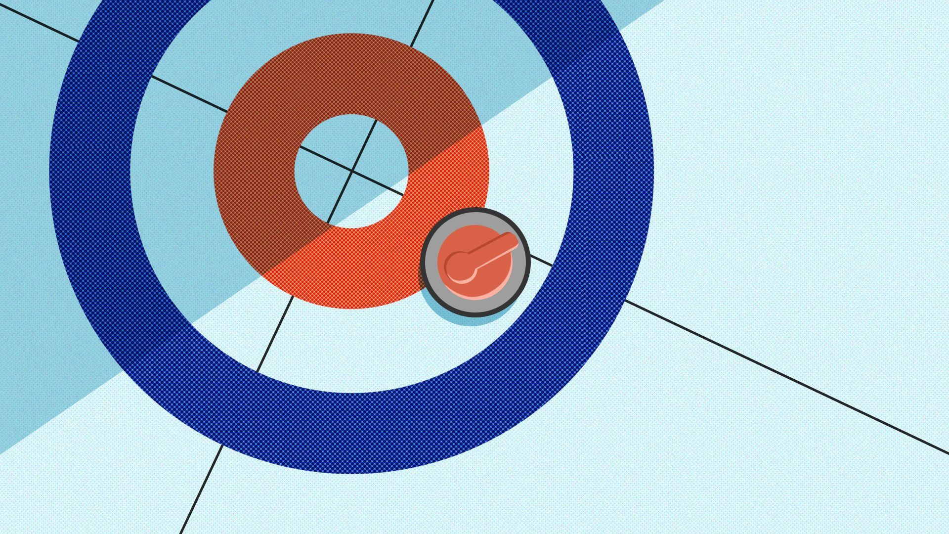 Illustration of curling sheet and curling stone.