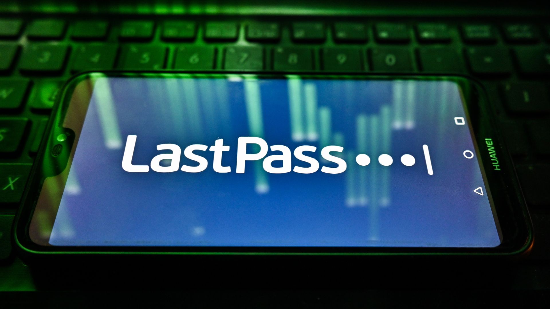 Image of the LastPass logo on a phone screen