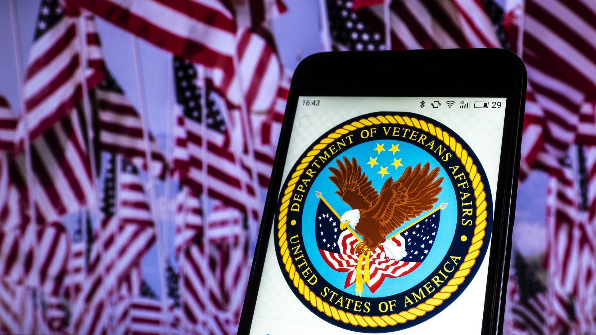 Cell phone with VA logo