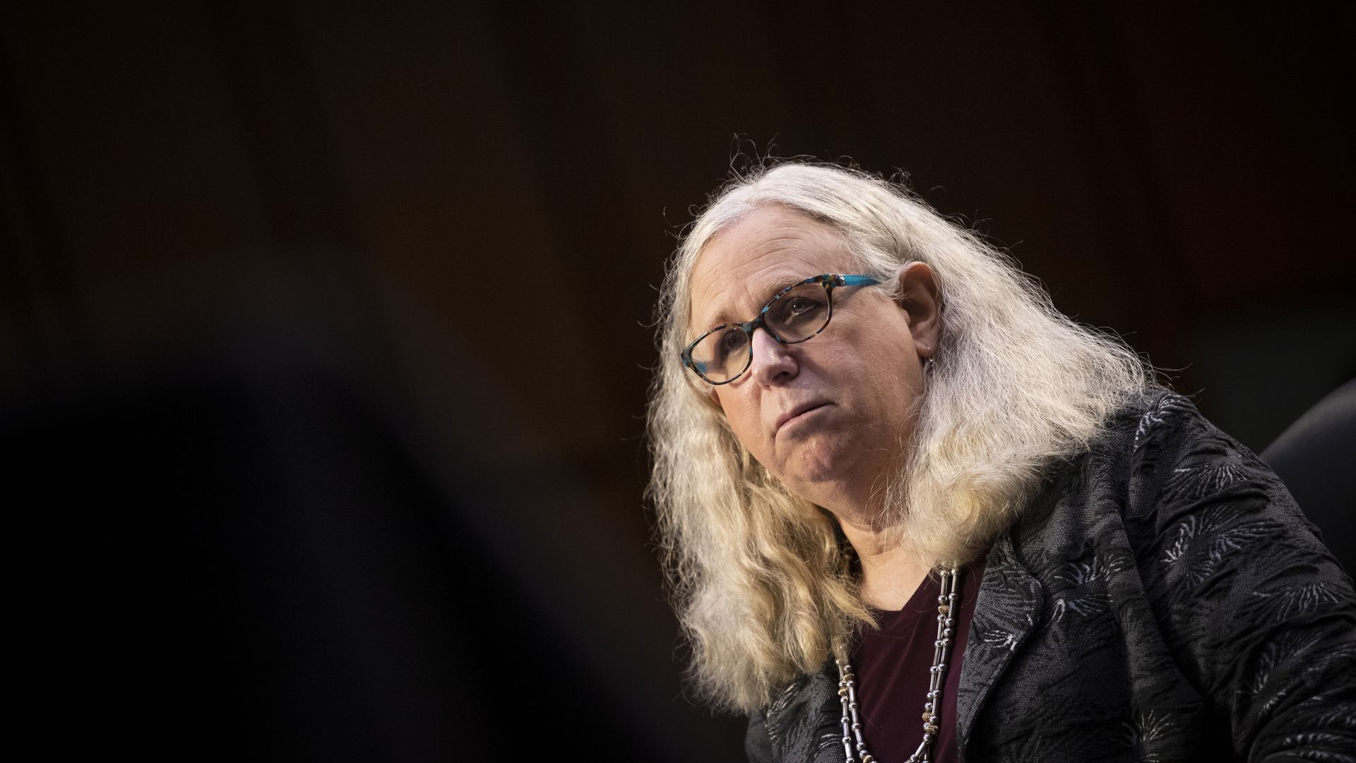 Rachel Levine testifies at her confirmation hearing before the Senate Health, Education, Labor, and Pensions Committee in February 2021.