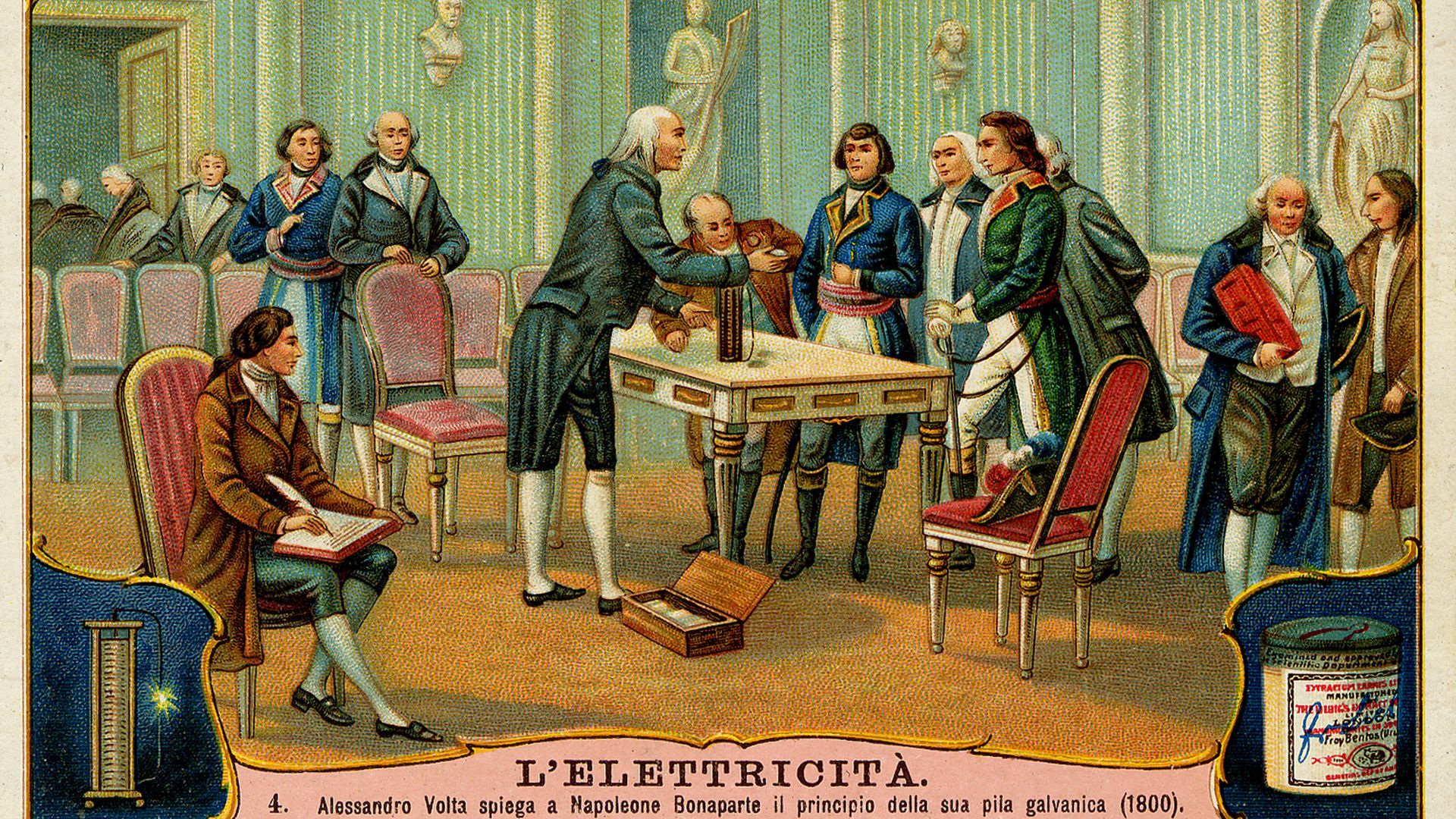 1801: Alessandro Volta presents his invention — the battery — to Napoleon. 