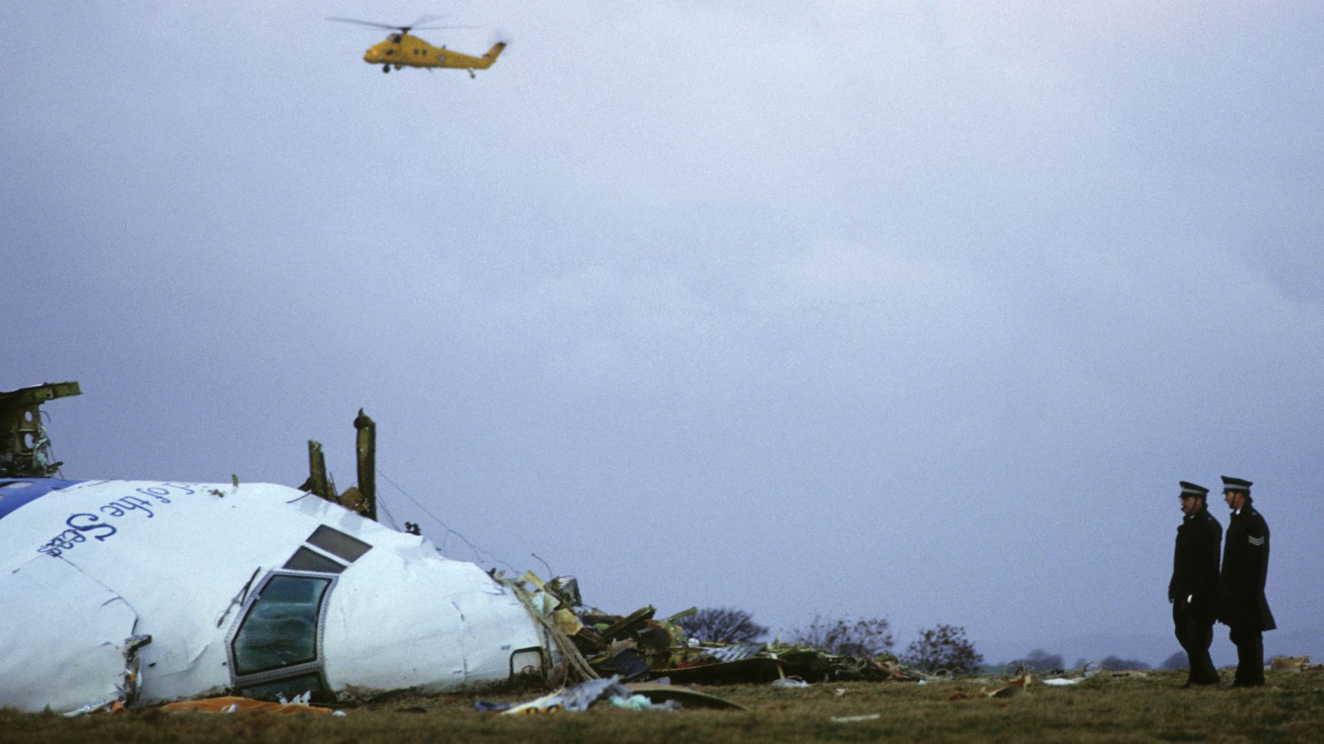 The wreckage of Pan Am flight 103 in Lockerbie, Scotland, on Dec. 21, 1988.