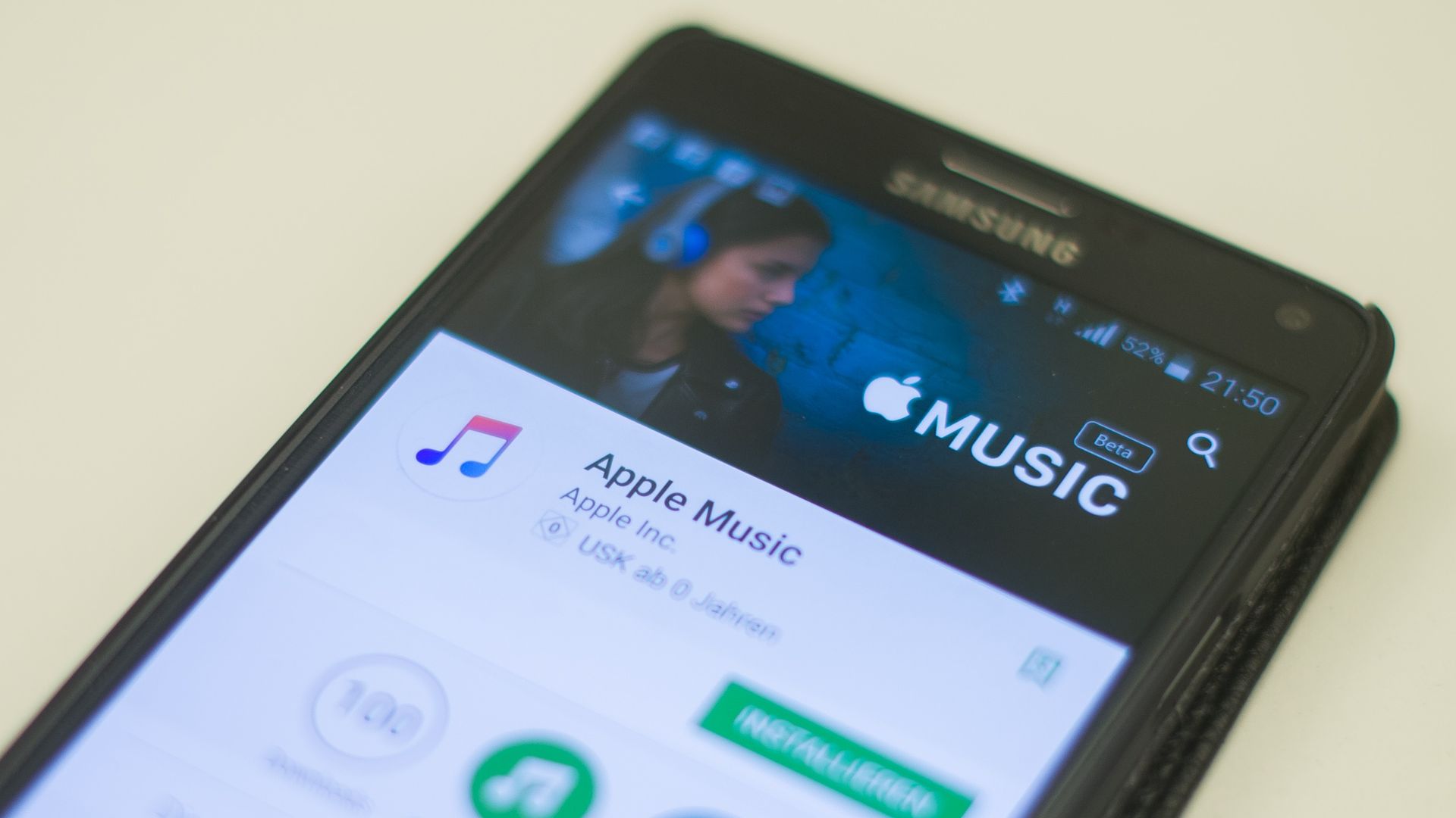 Photo of Apple Music app on Samsung phone. 