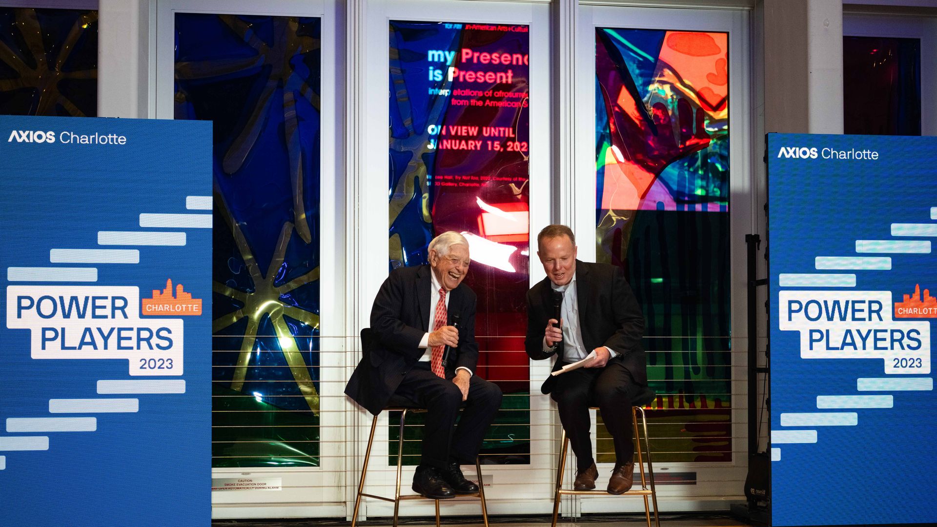 Power Player Hugh McColl (left) and Axios' Michael Graff during Axios' Power Players reception.