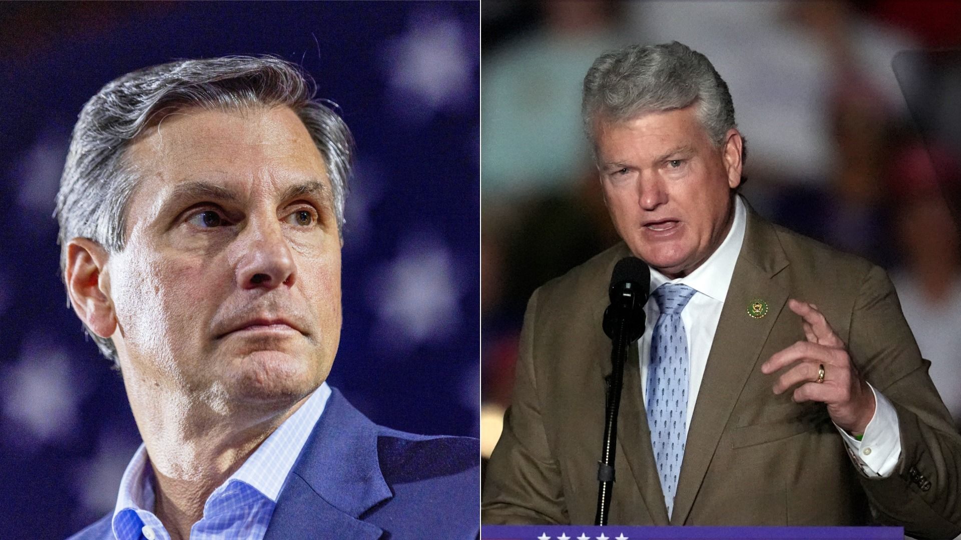 Two men at public events who are in a race for the U.S. Senate