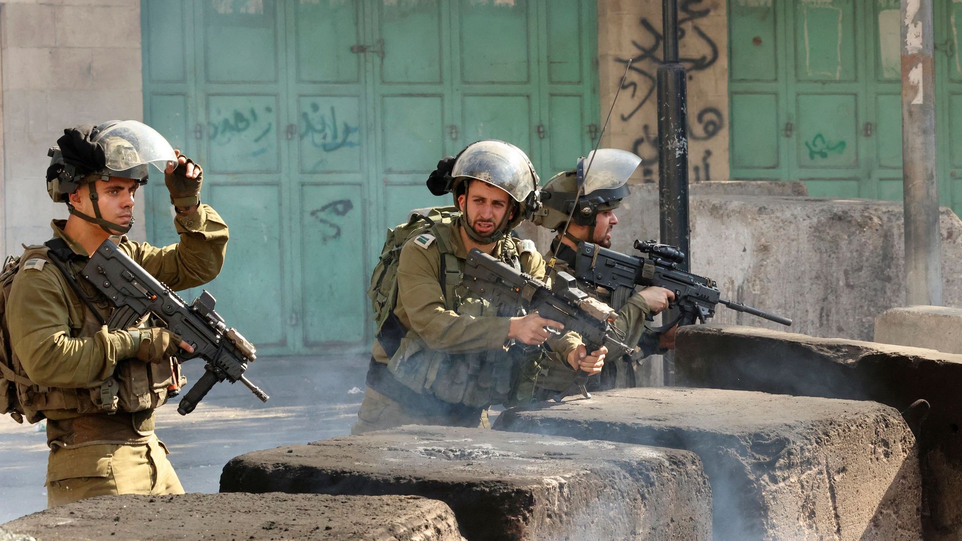 Israeli soldiers in Hebron on Aug. 19. Photo: Hazem Bader/AFP via Getty Images