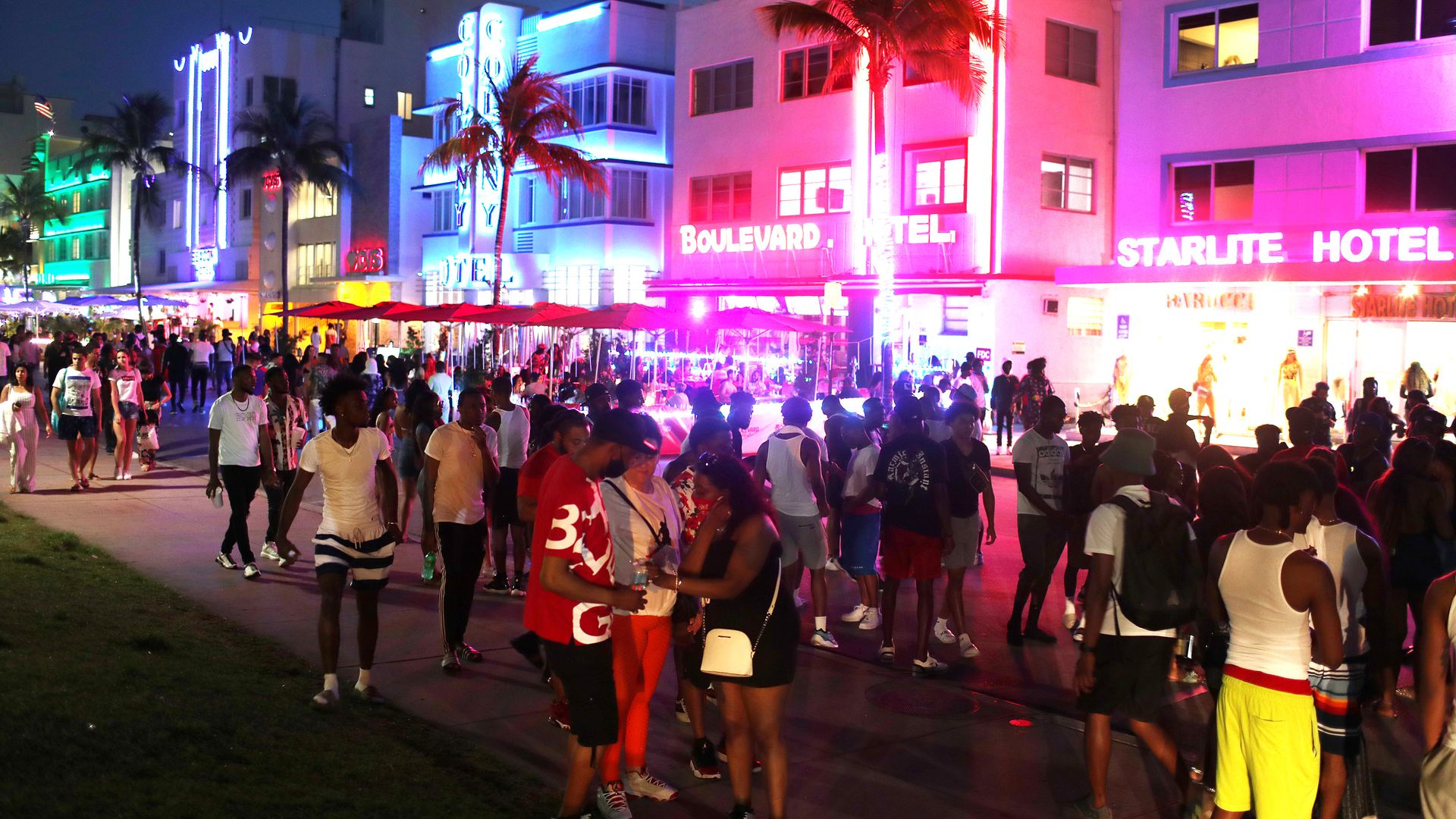 People gathered in Miami Beach, Florida, for spring break on March 18.