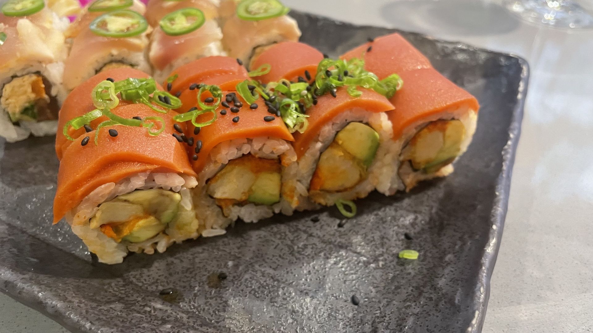 Sushi rolls on a plate