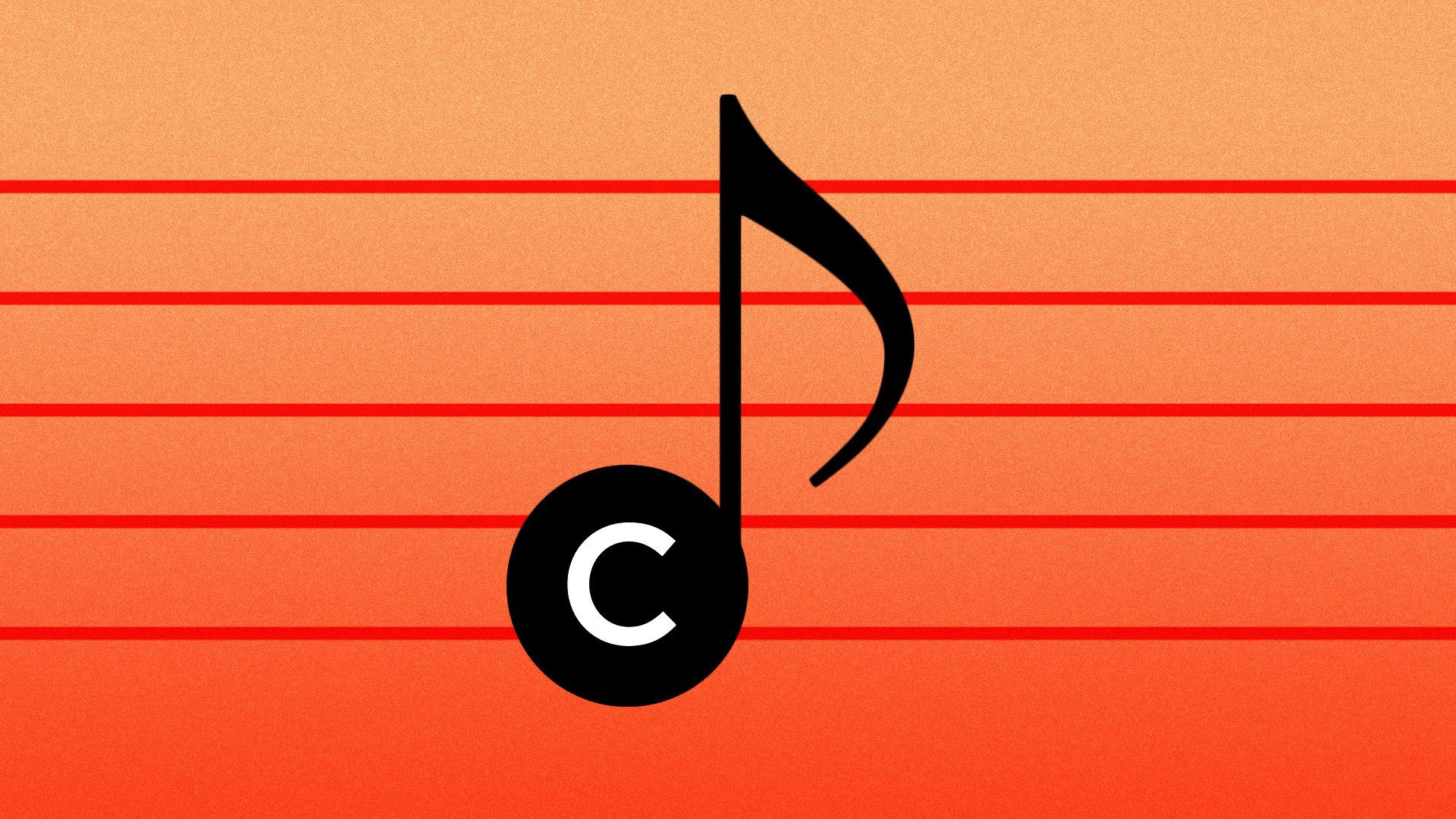 Illustration of a music note combined with a copyright symbol