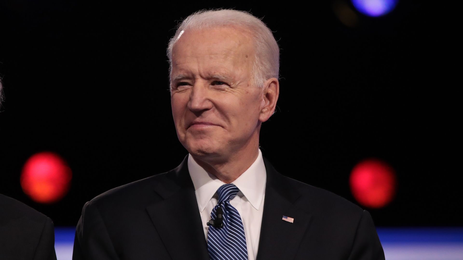 Joe Biden on stage for the Democratic presidential primary debate at the Charleston Gaillard Center on February 25, 2020 in Charleston, South Carolina.