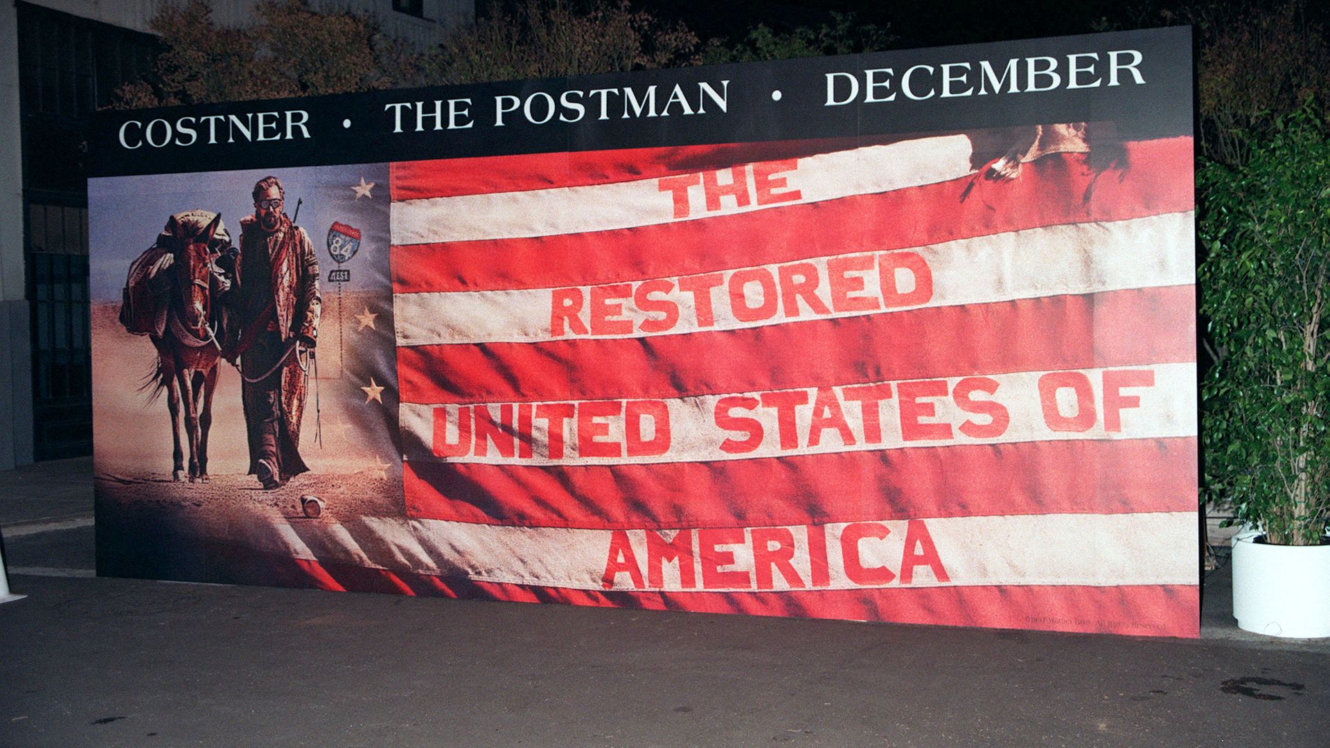 Photo of a poster for the Kevin Costner movie "The Postman"