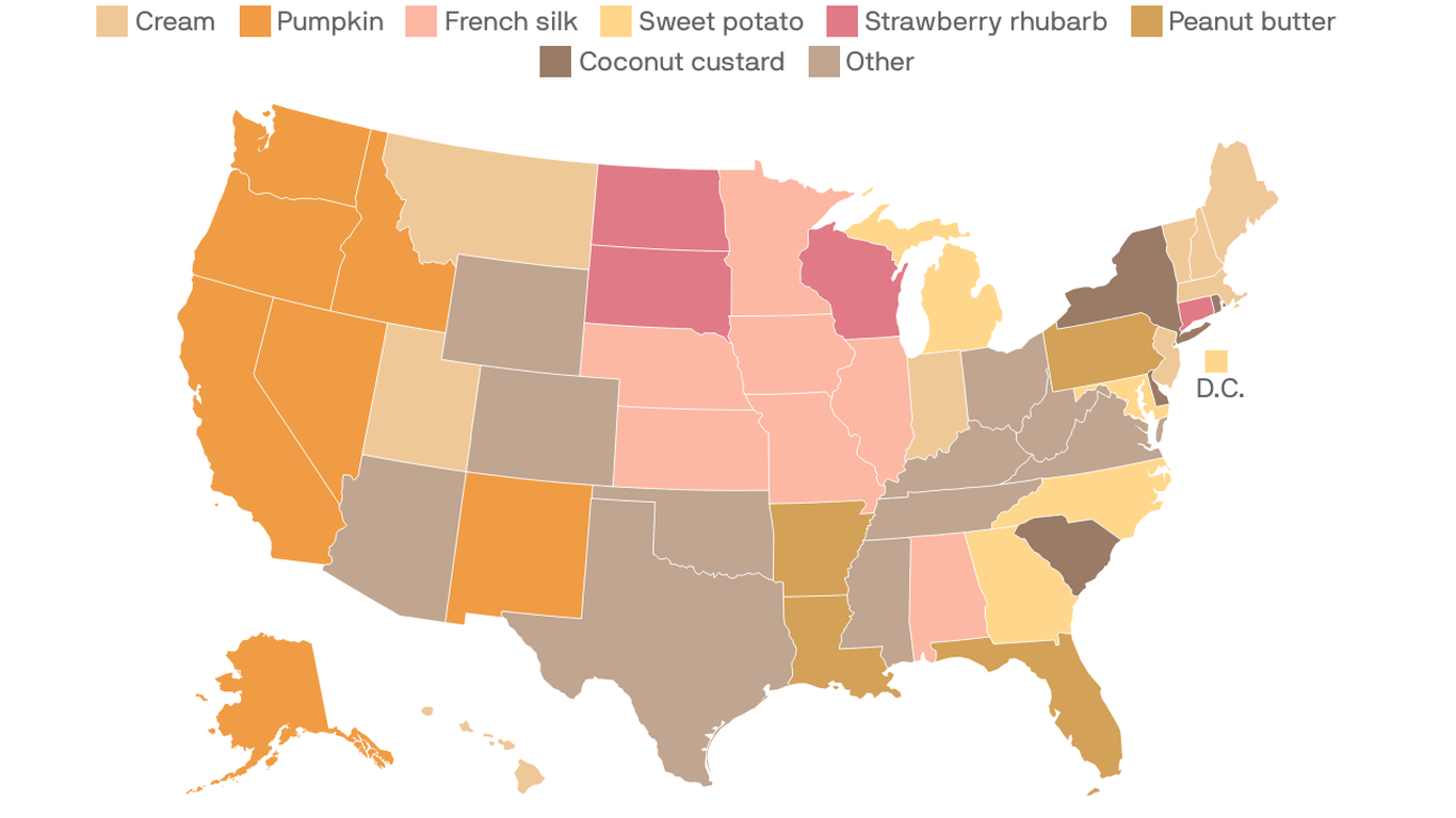Each state's most uniquely popular Thanksgiving pie