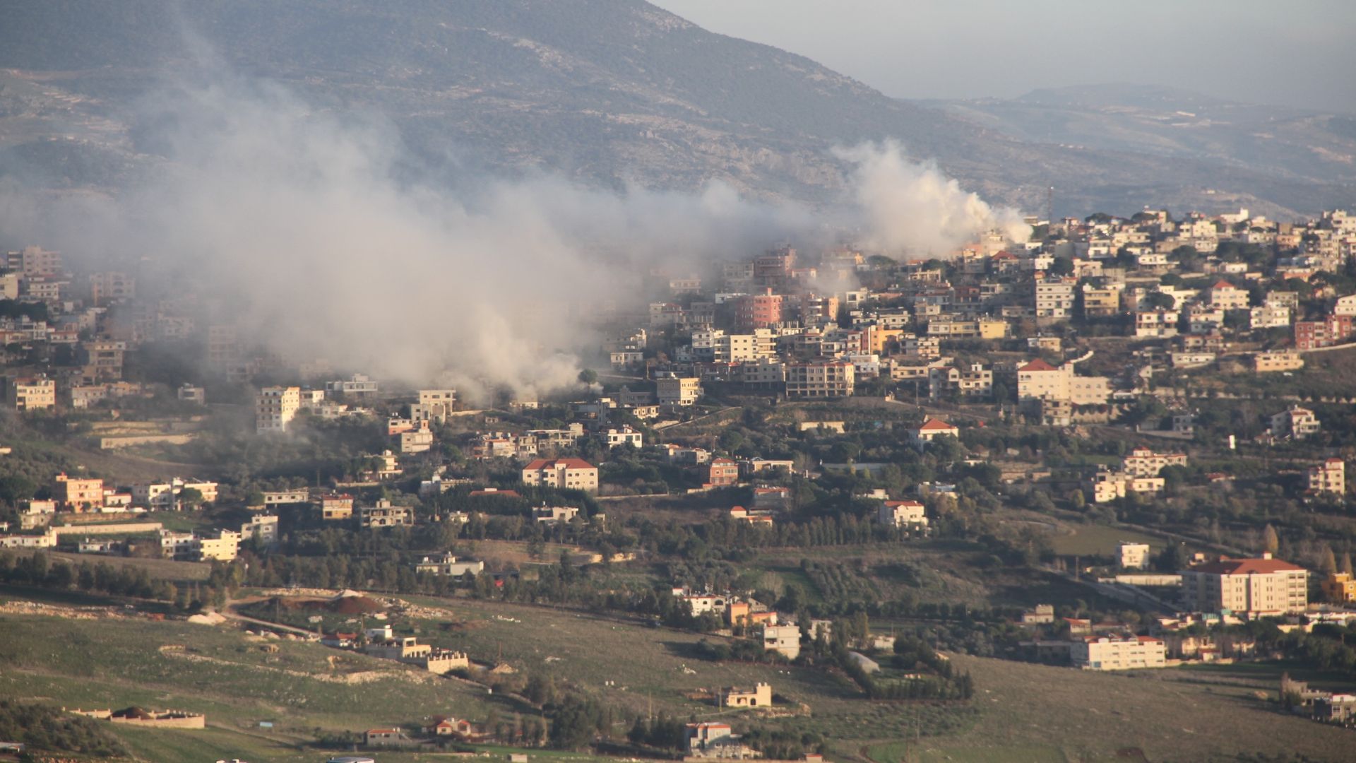 Billowing smokes are pictured after Israeli airstrikes in Khiam, Lebanon, on Jan. 6. 