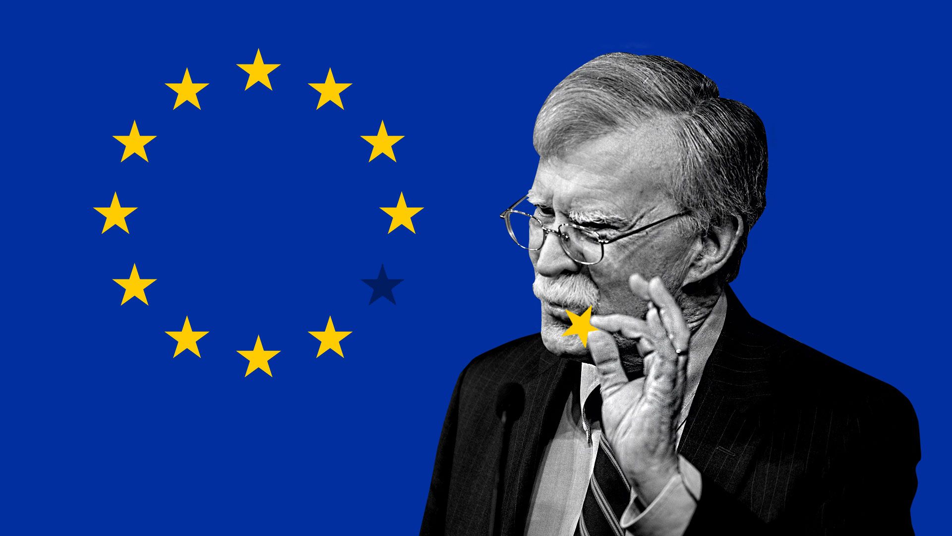 John Bolton pulling a star out of the EU flag