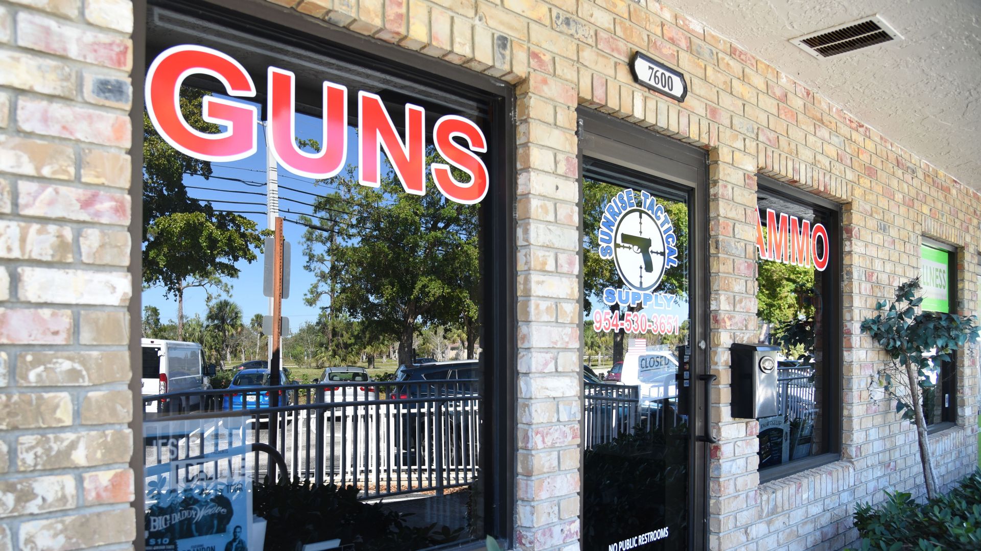 Outside view of Sunrise Tactical Supply store in Coral Springs, Florida on February 16, 2018 where school shooter Nikolas Cruz bought his AR-15 to gun down students at Marjory Stoneman High School.