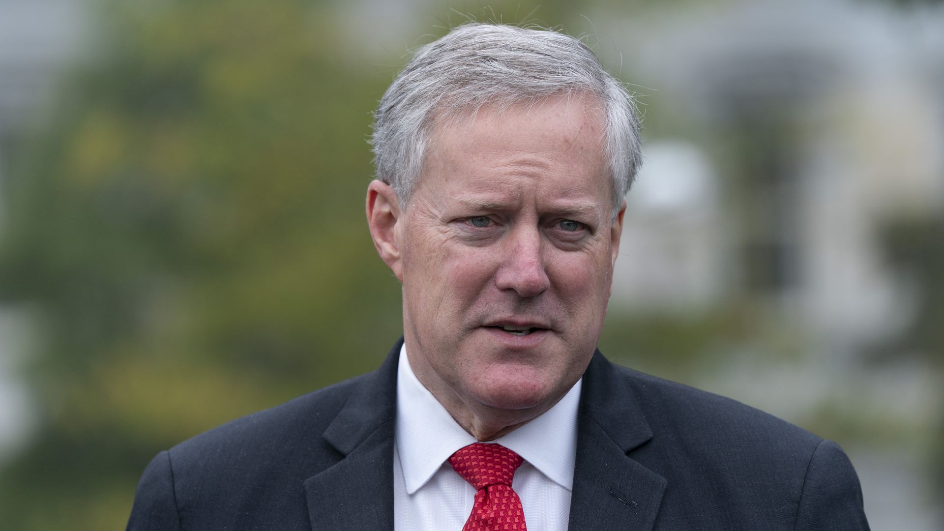 Mark Meadows, then White House chief of staff, speaks to members of the media outside of the White House in Washington, D.C., U.S., on Wednesday, Oct. 21, 2020.