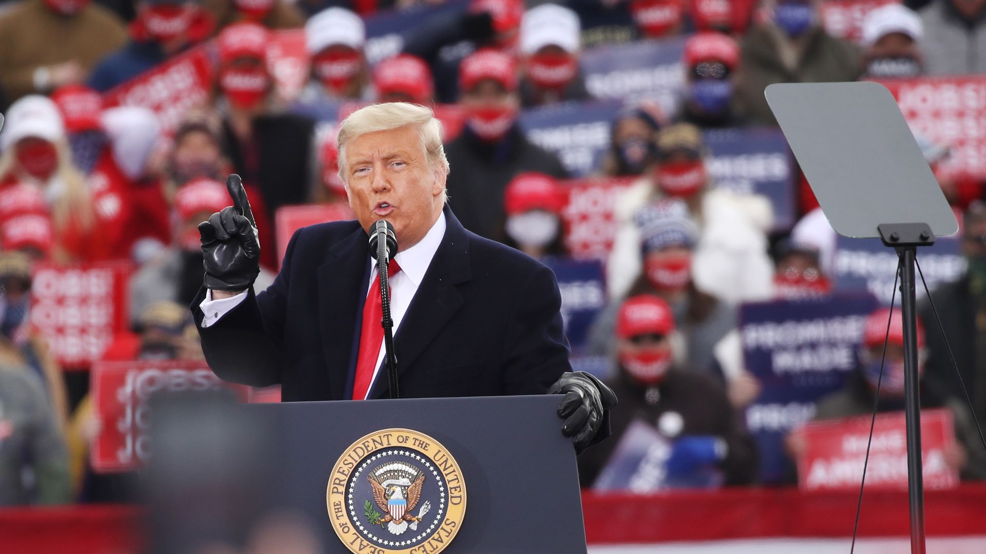 President Donald Trump speaks at a rally on October 31, 2020 in Reading, Pennsylvania.