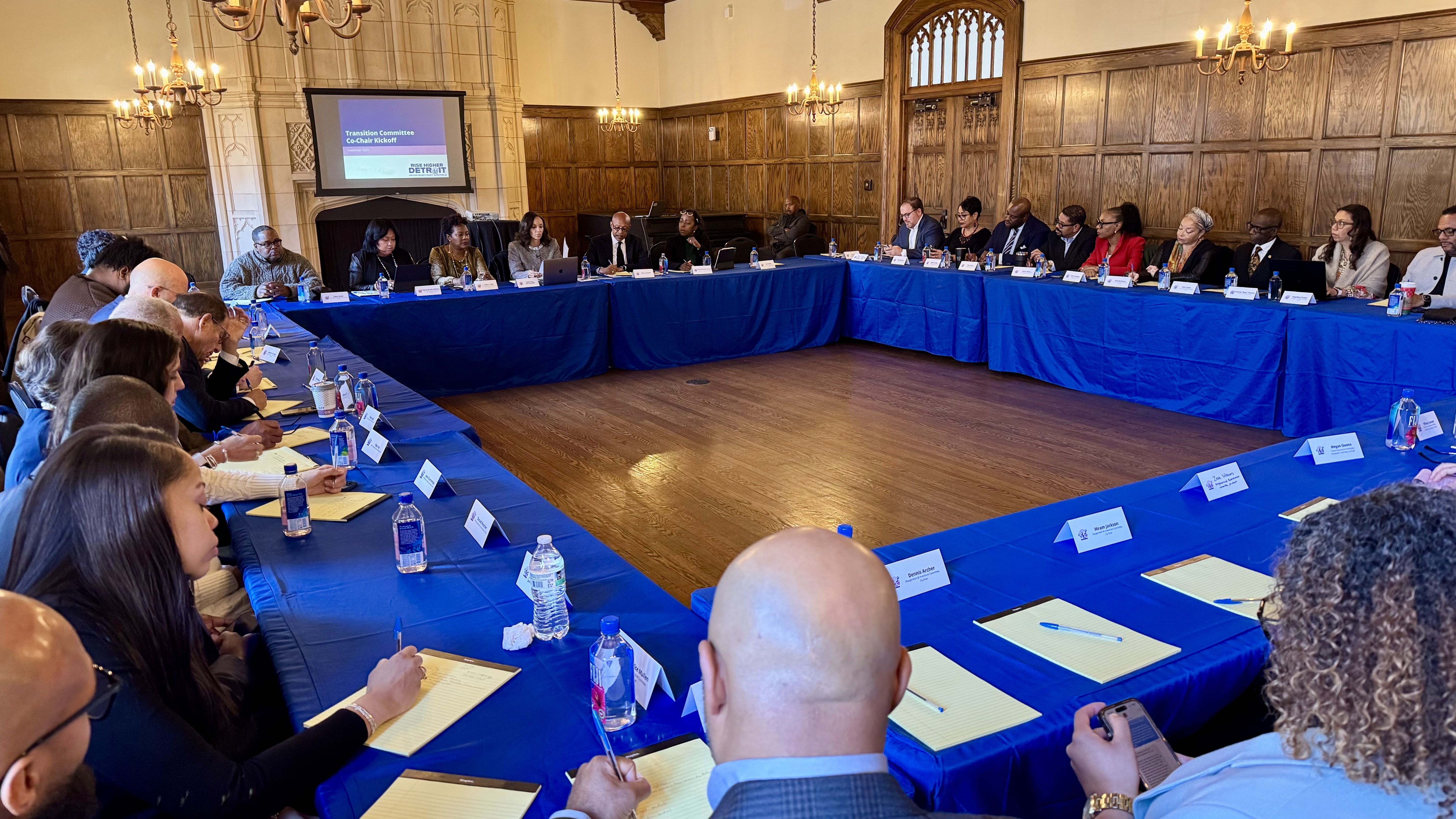 Sheffield and civic leaders all at a giant square table