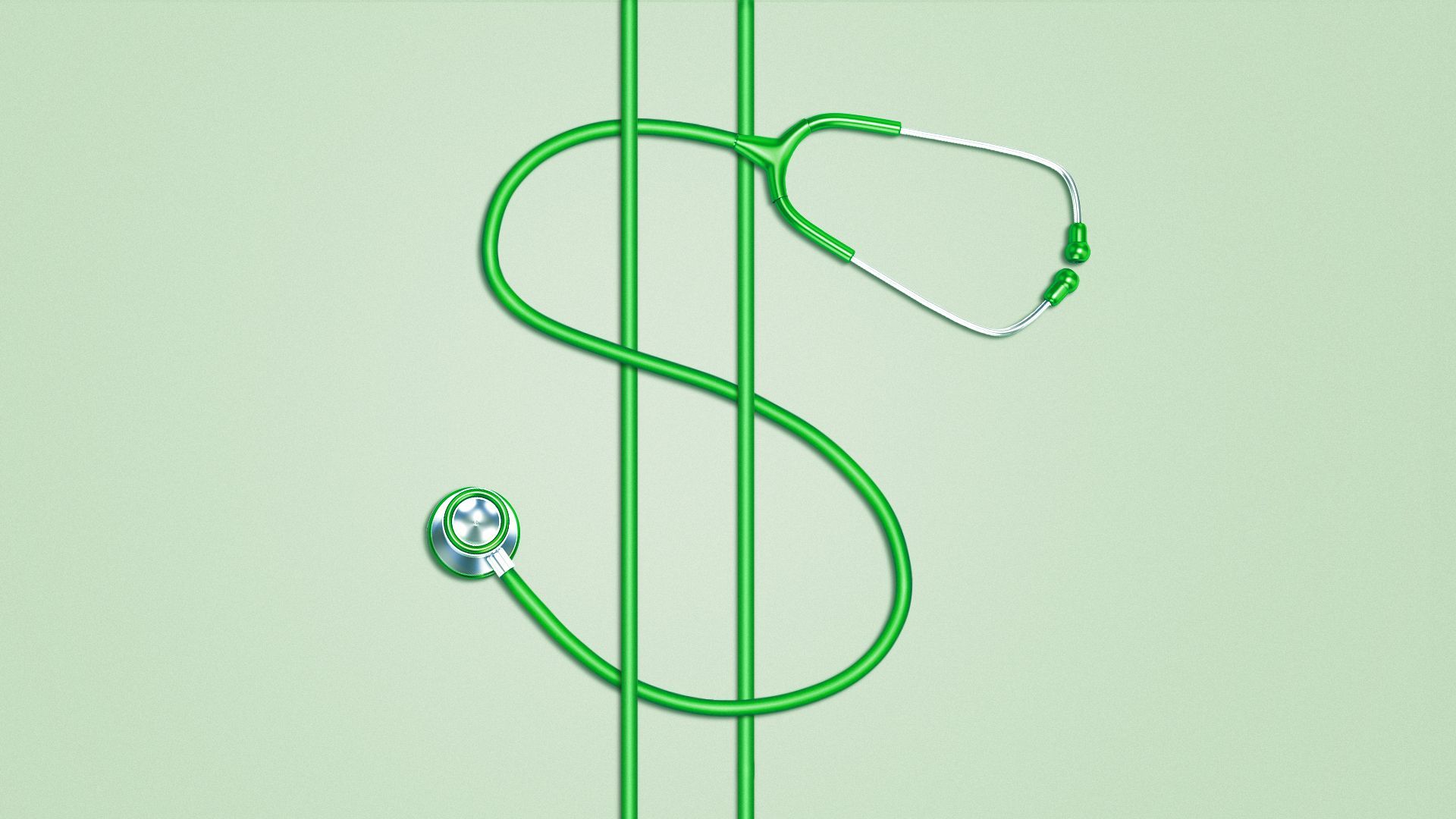 an illustration of a stethoscope forming a dollar sign