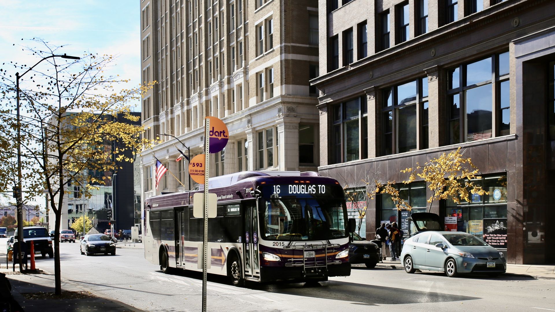 A photo of a DART bus.