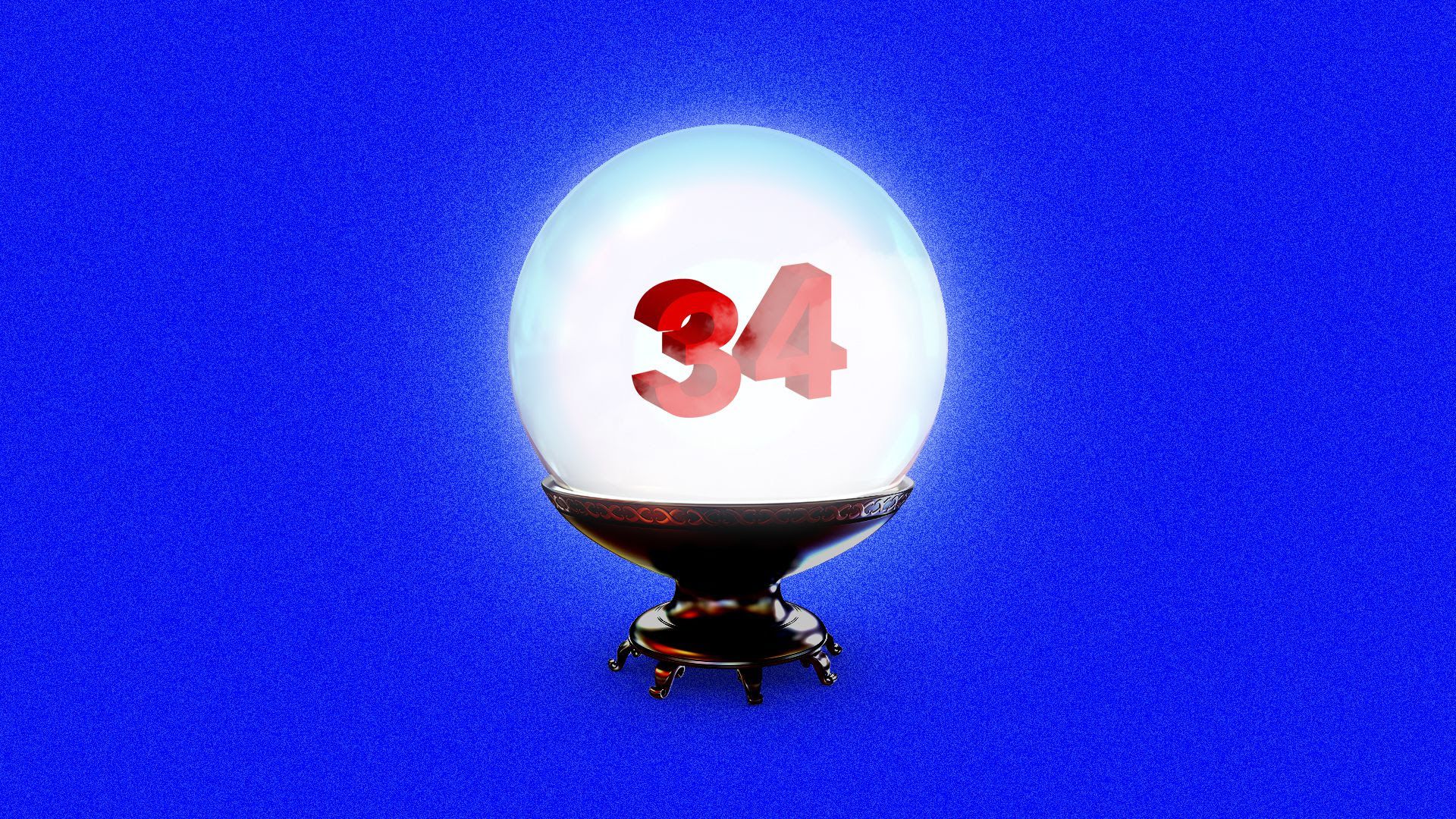 A magic ball showing the number 34.