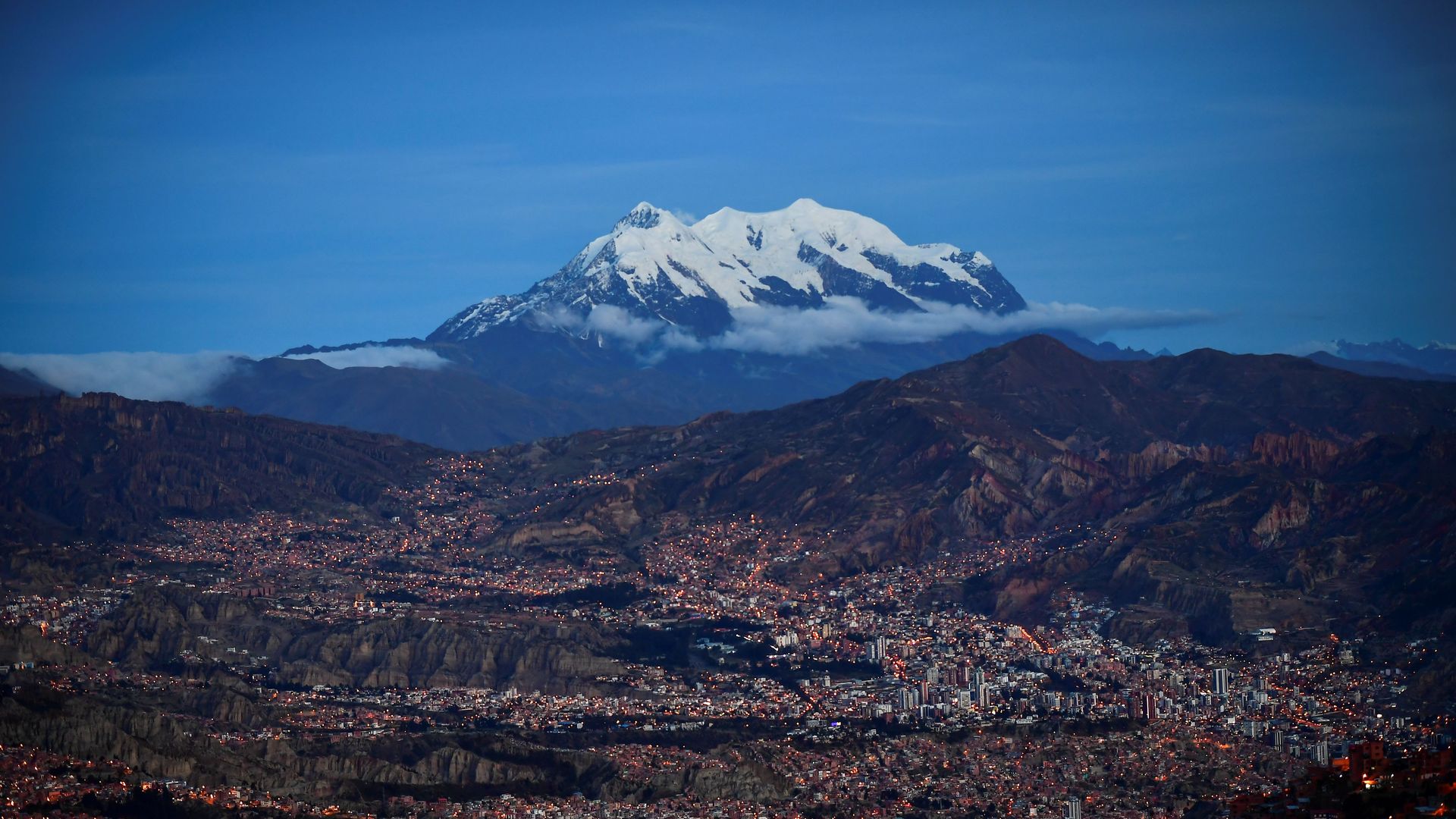 La Paz with a view of Illimani mountain in the background