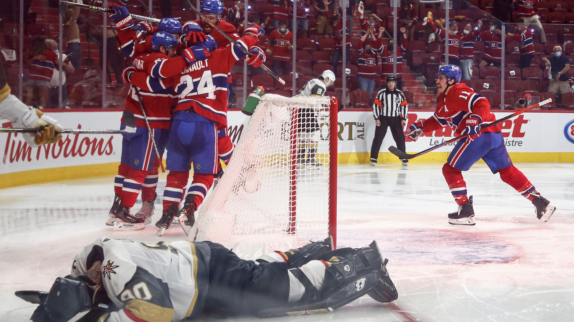 Canadiens celebrating