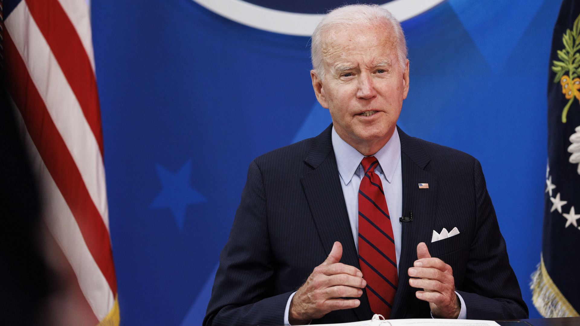President Joe Biden speaks.