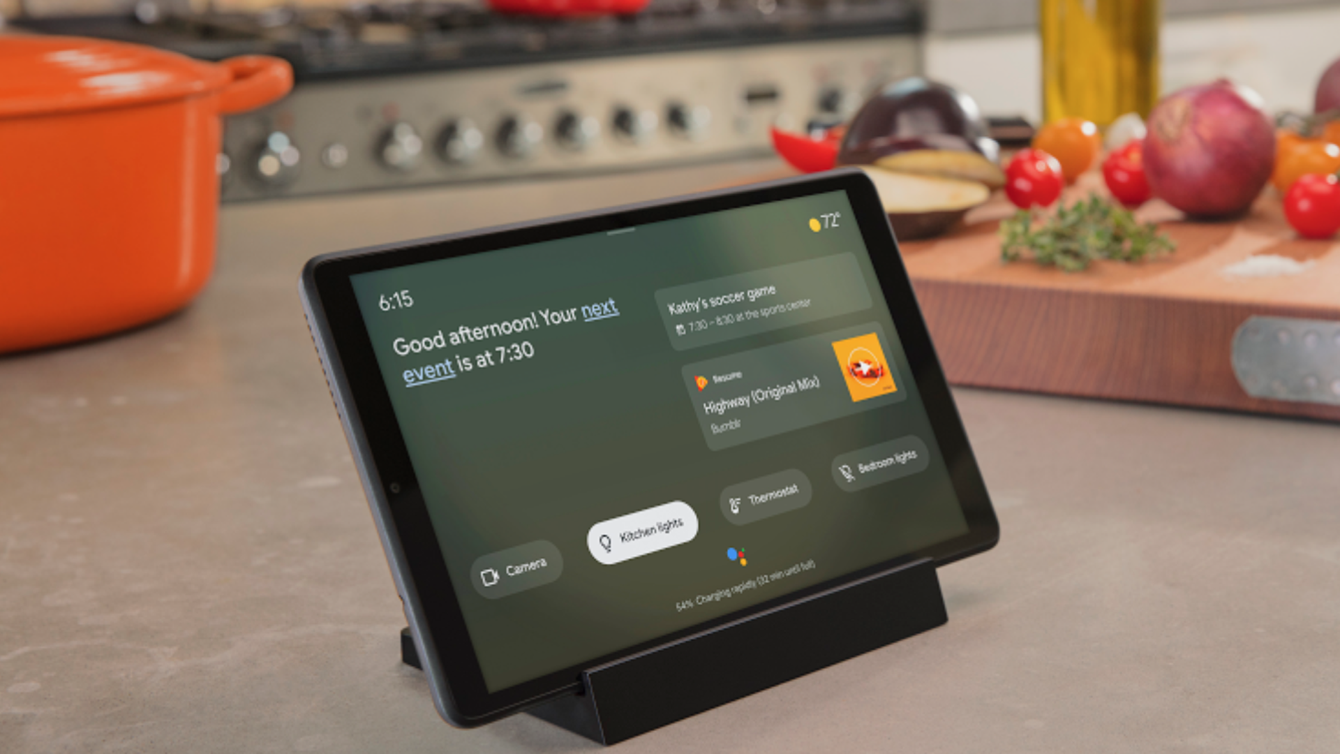 An Android tablet running in "ambient mode."