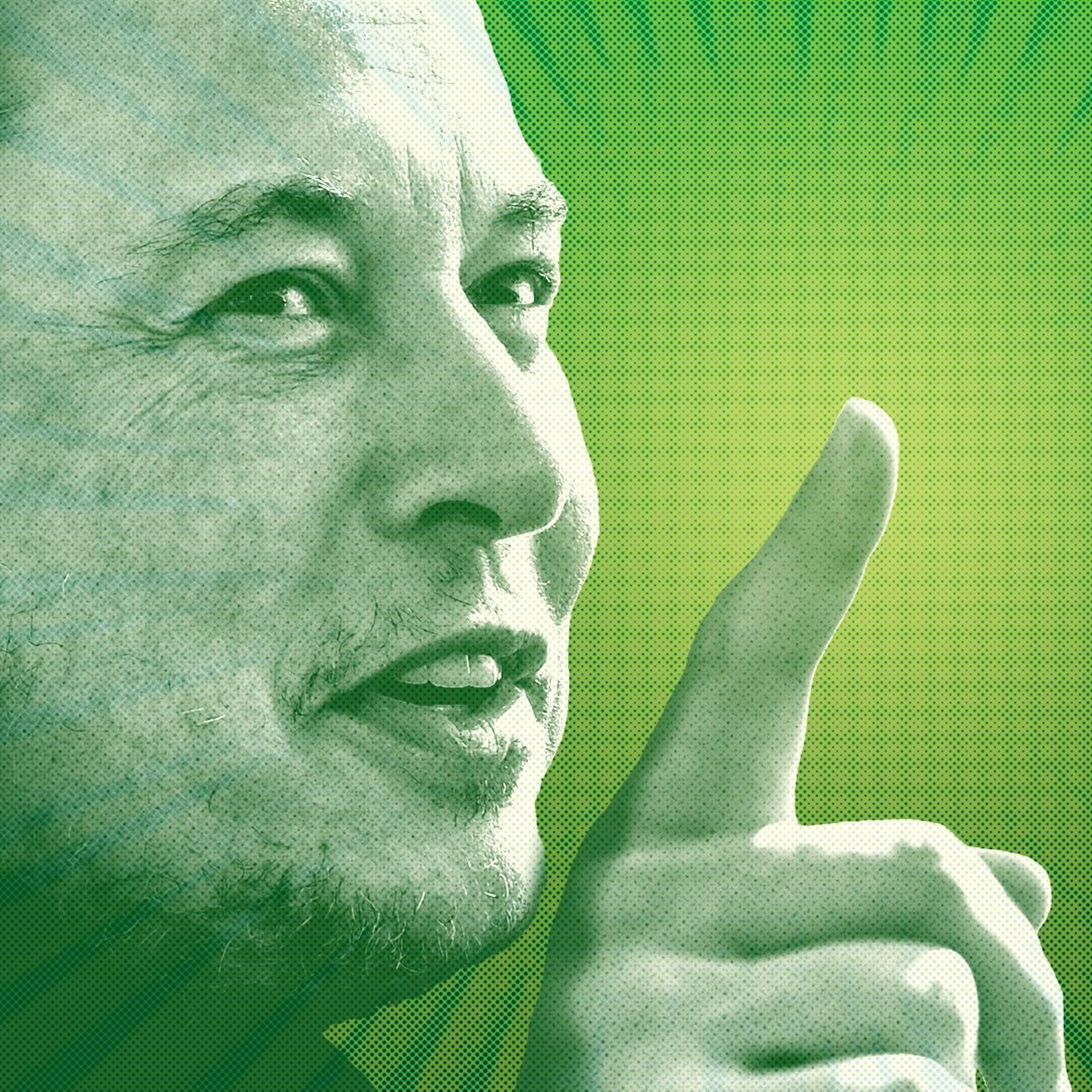Photo illustration of Elon Musk stylized as a comic book character