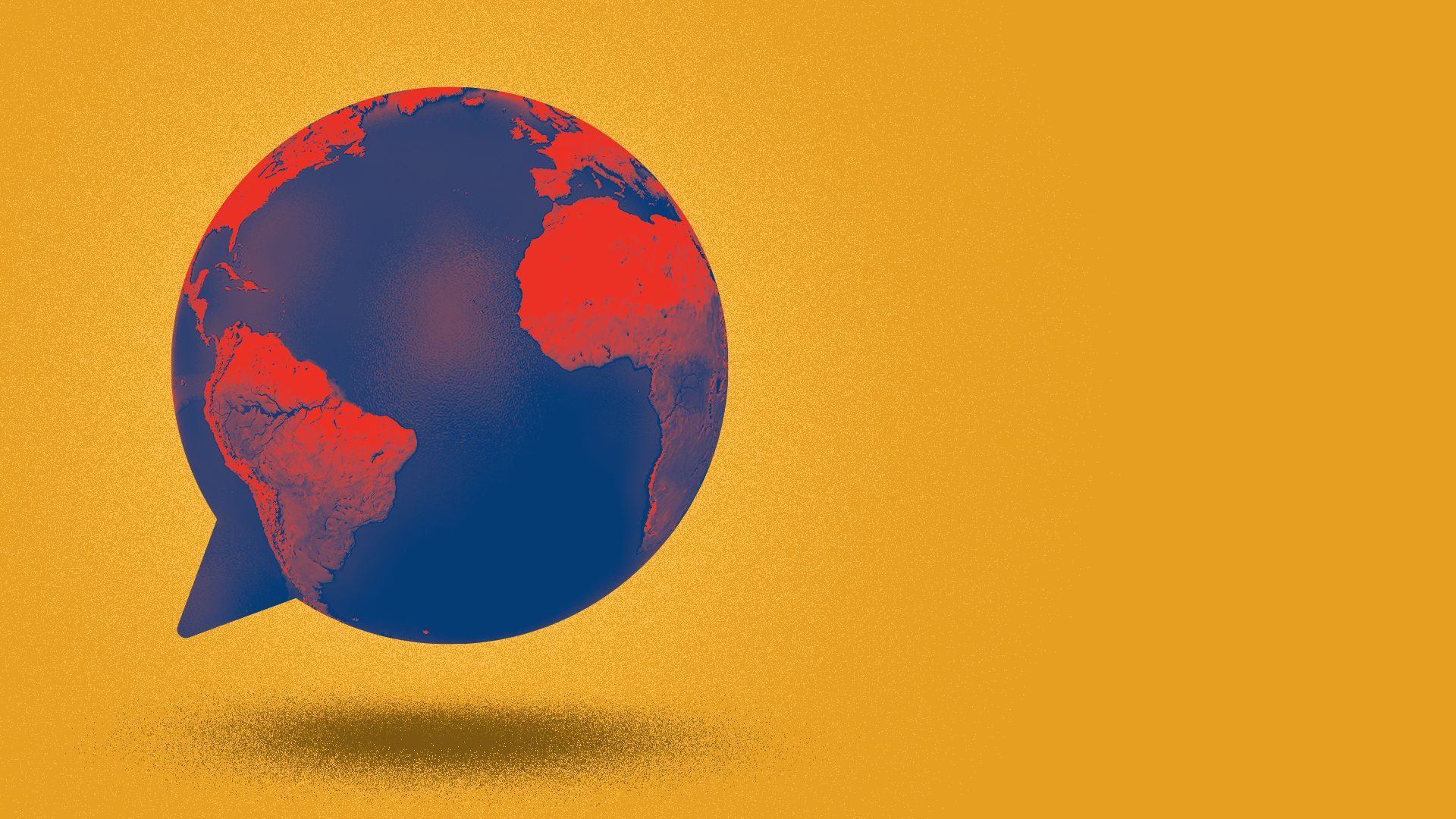 Illustration of an Earth stylized as a speech bubble.