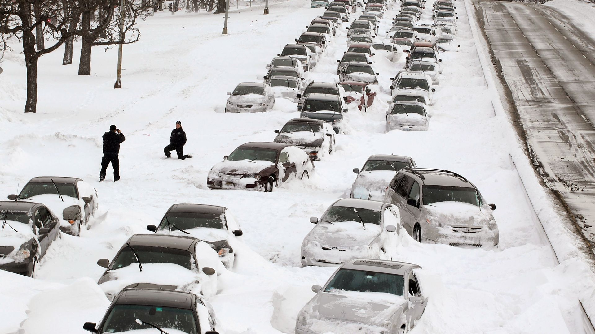 Cars in the snow