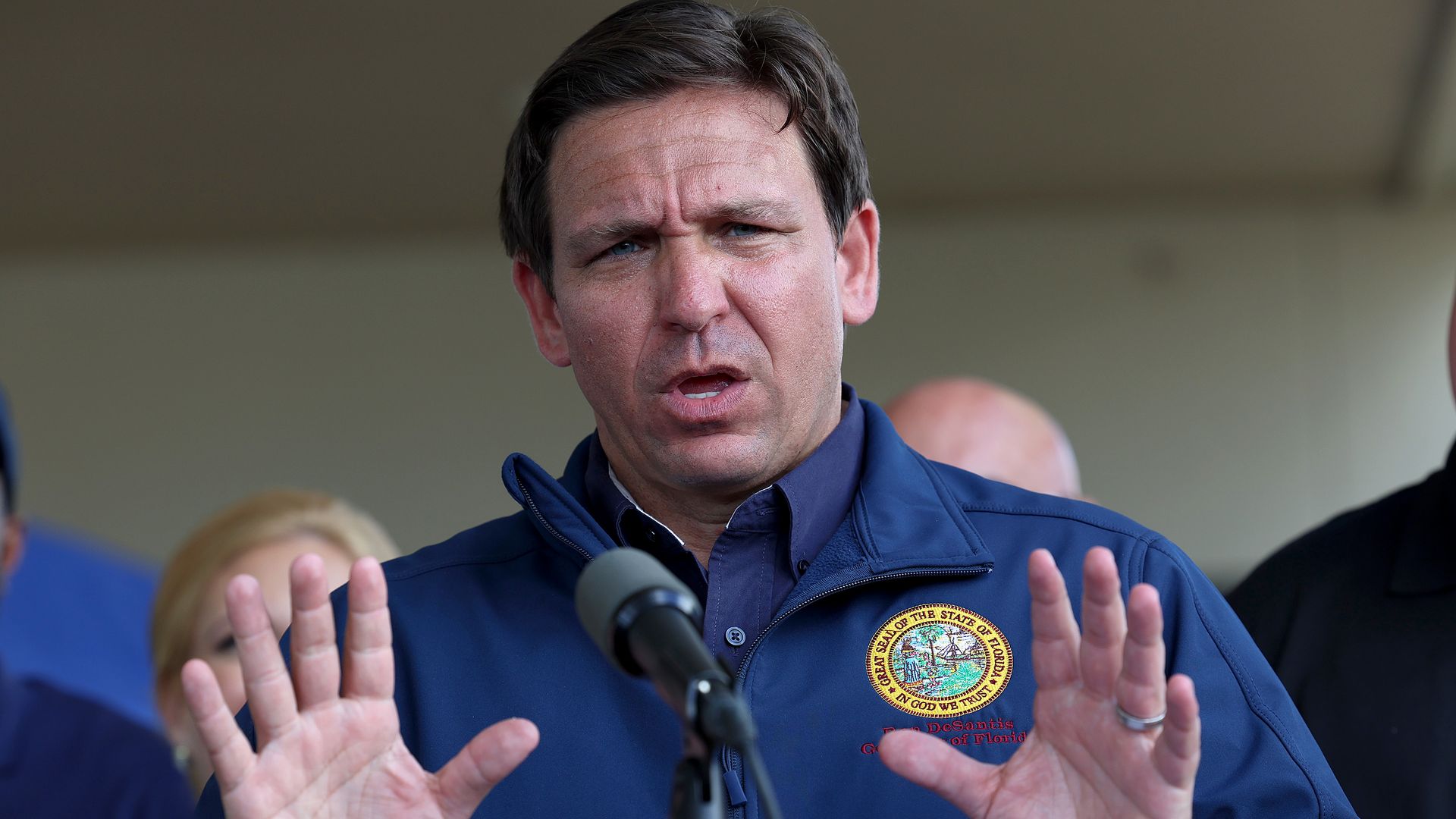 Florida Governor Ron DeSantis speaks during a press conference to update information about the on ongoing efforts.