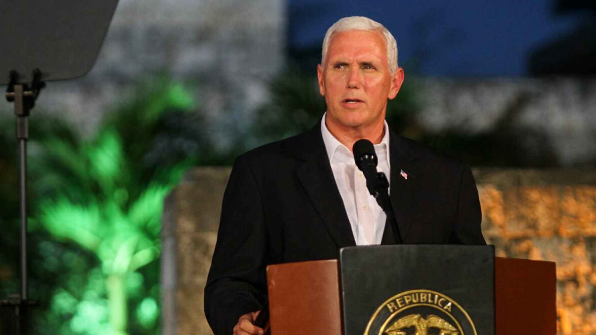 Mike Pence speaks at a podium