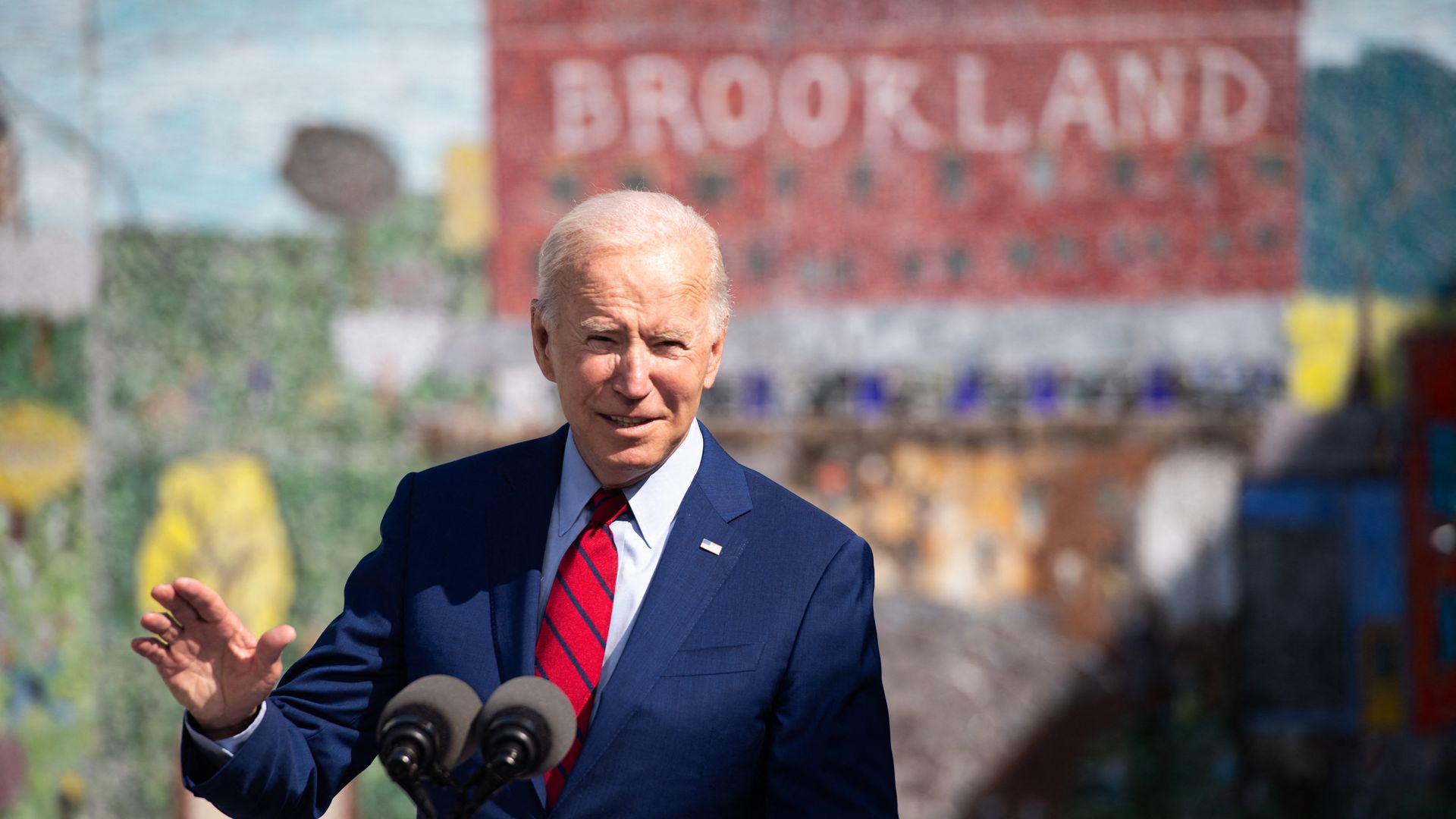  President Joe Biden speaks about coronavirus protections in schools during a visit to Brookland Middle School in Washington, DC, September 10, 2021
