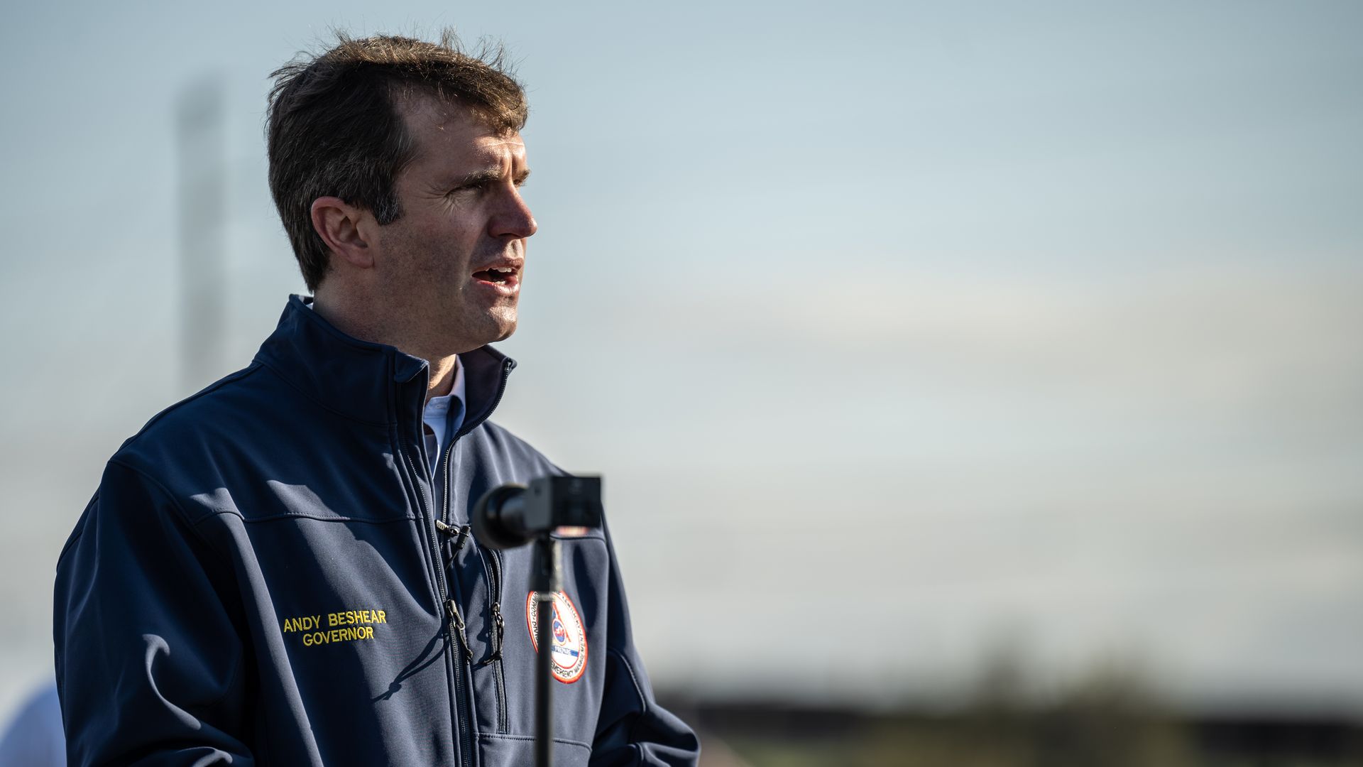 Kentucky Gov. Andy Beshear speaking in Louisville in April 2021.