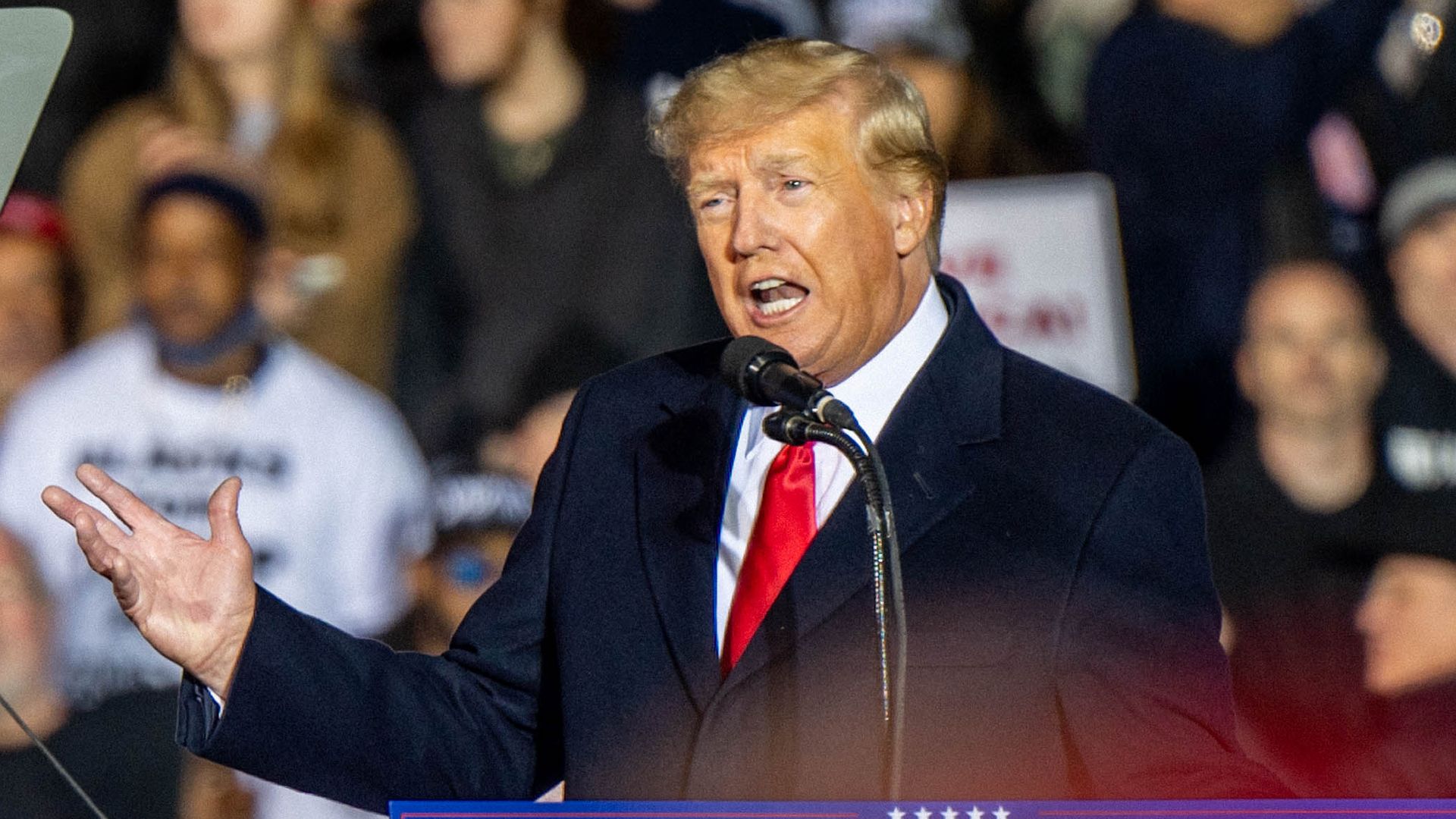 Former President Donald Trump speaks during the 'Save America' rally at the Montgomery County Fairgrounds on January 29, 2022 in Conroe, Texas.