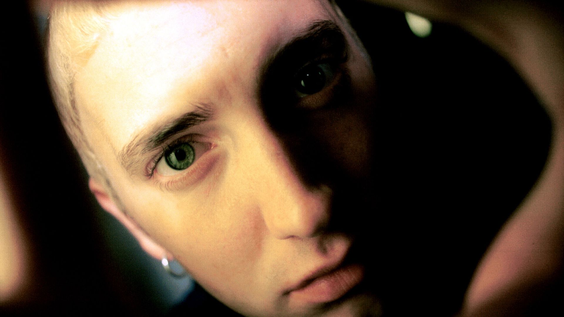 Eminem's face up close.